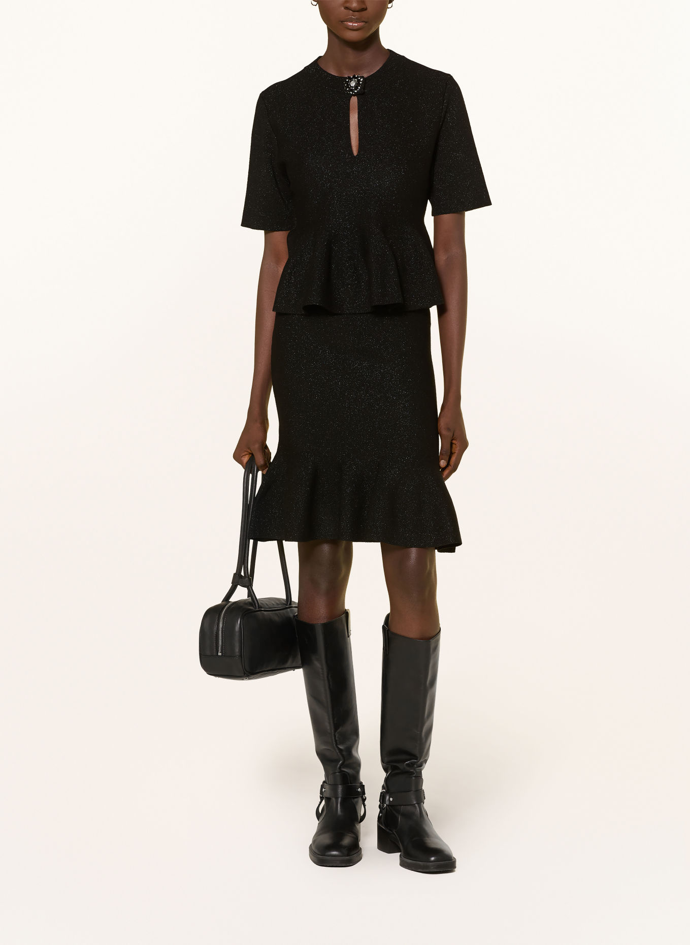 darling harbour Knit skirt with glitter yarn: BLACK