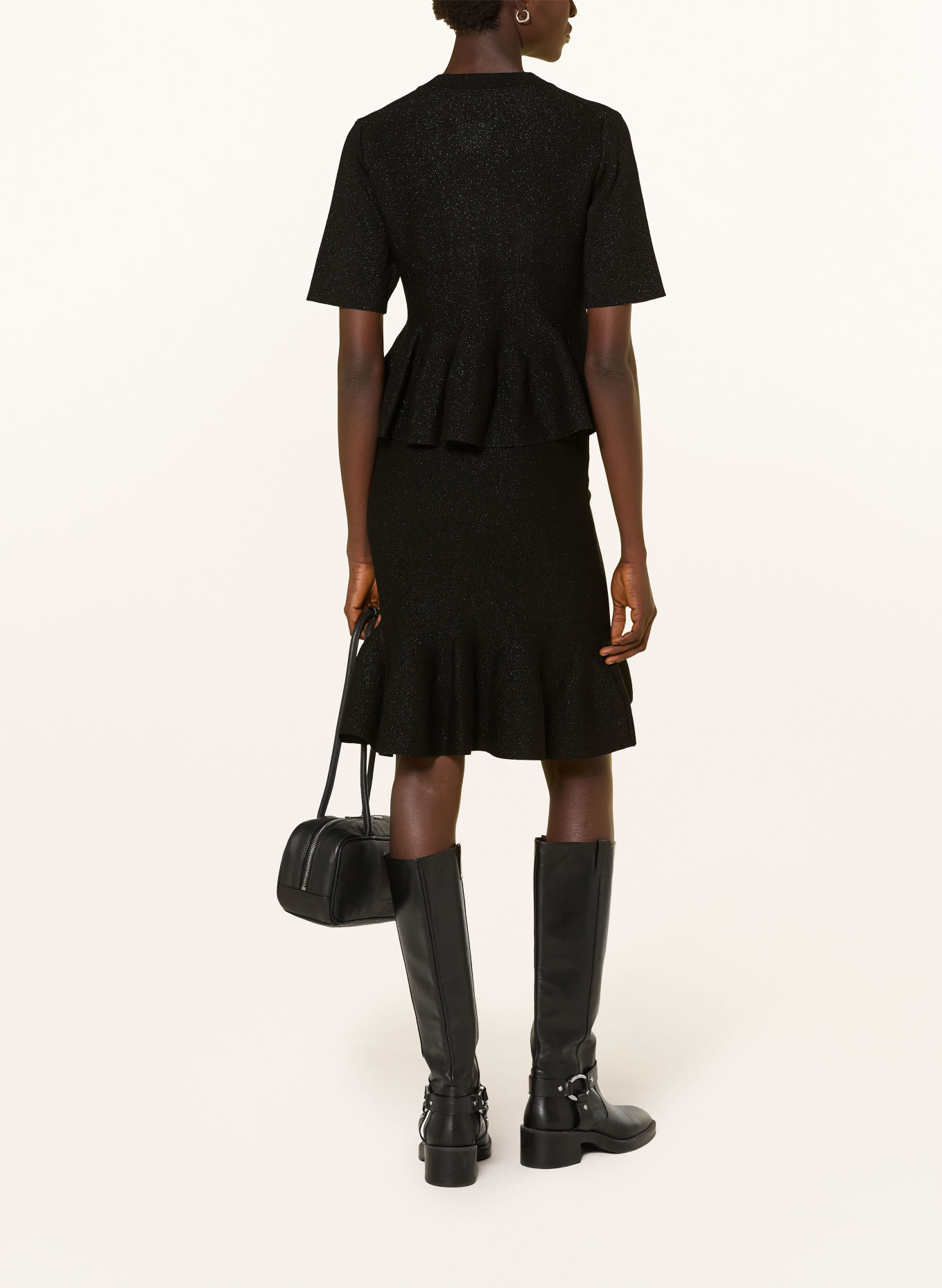 darling harbour Knit skirt with glitter yarn: BLACK