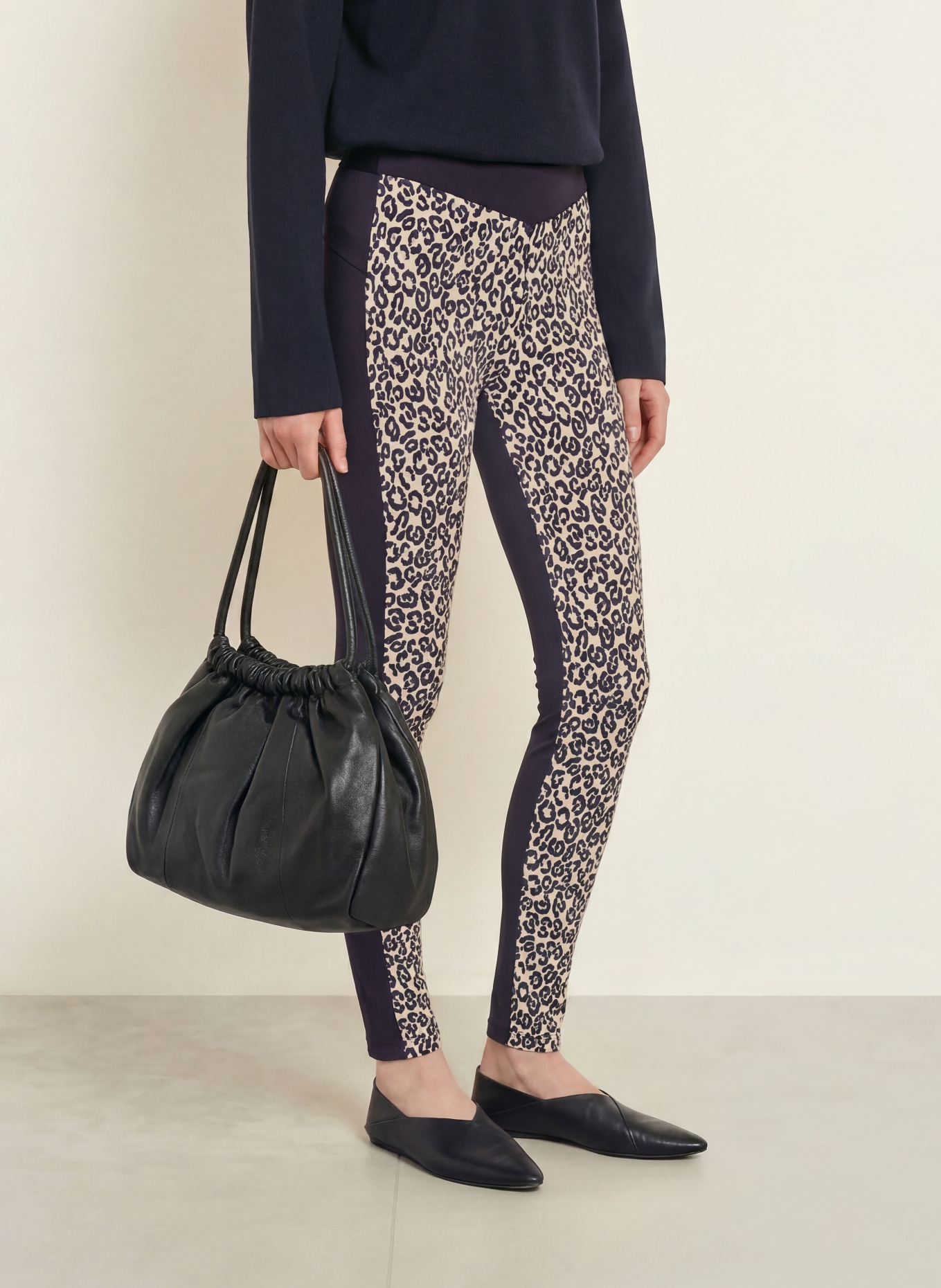 SPORTALM Leggings im Materialmix: BEIGE / SCHWARZ