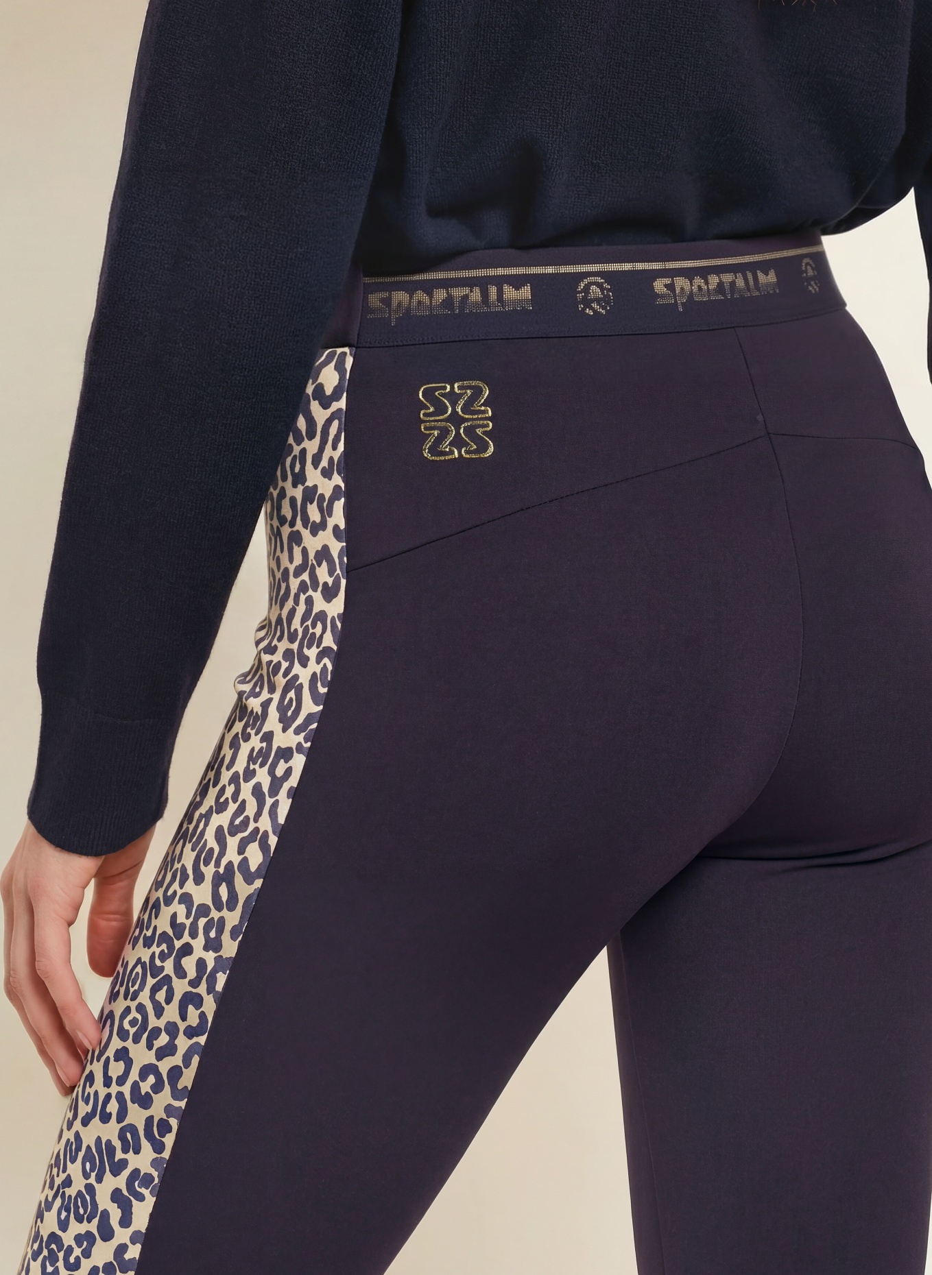 SPORTALM Leggings im Materialmix: BEIGE / SCHWARZ