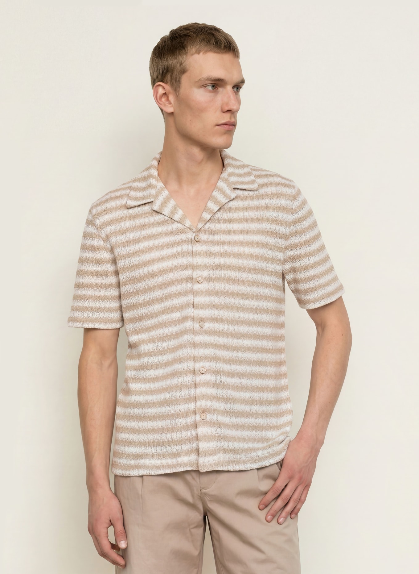 REISS Resort-overhemd ISLAND Comfort Fit: WIT / BEIGE