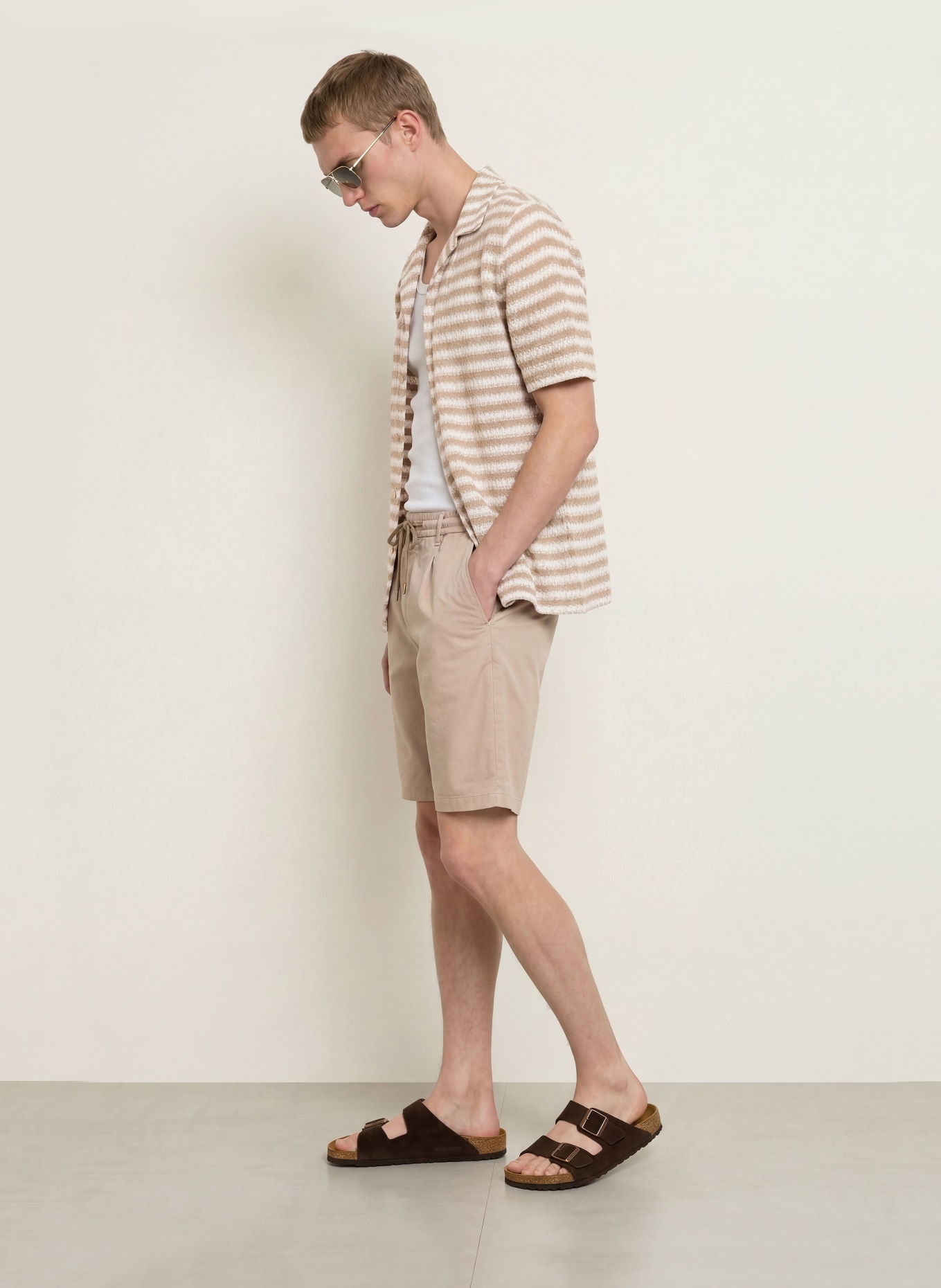 REISS Resort-overhemd ISLAND Comfort Fit: WIT / BEIGE