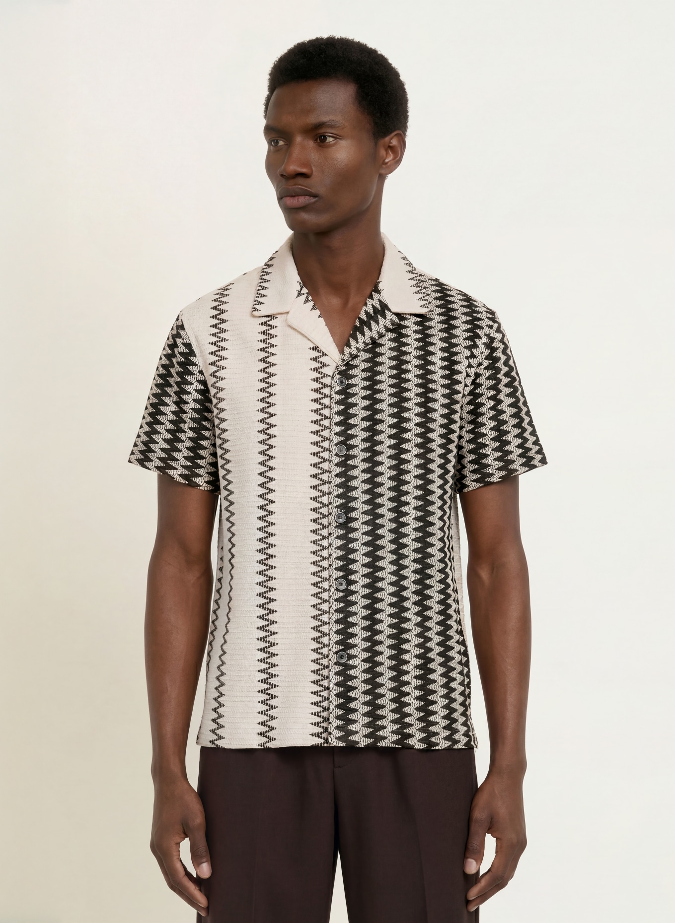 REISS Resort-overhemd DAIN Comfort Fit: WIT / ZWART