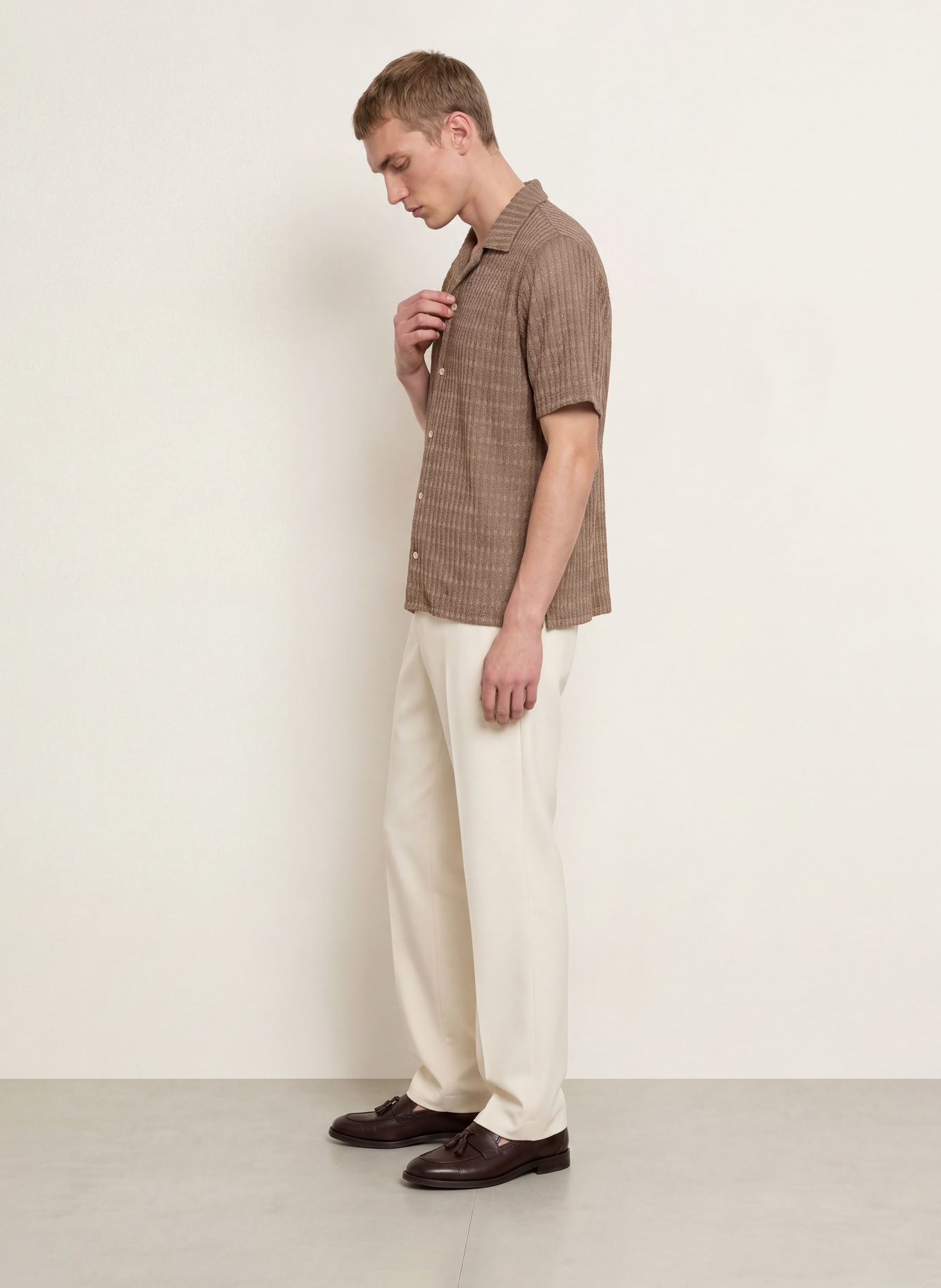 REISS Resorthemd SID Comfort Fit aus Jersey: BRAUN