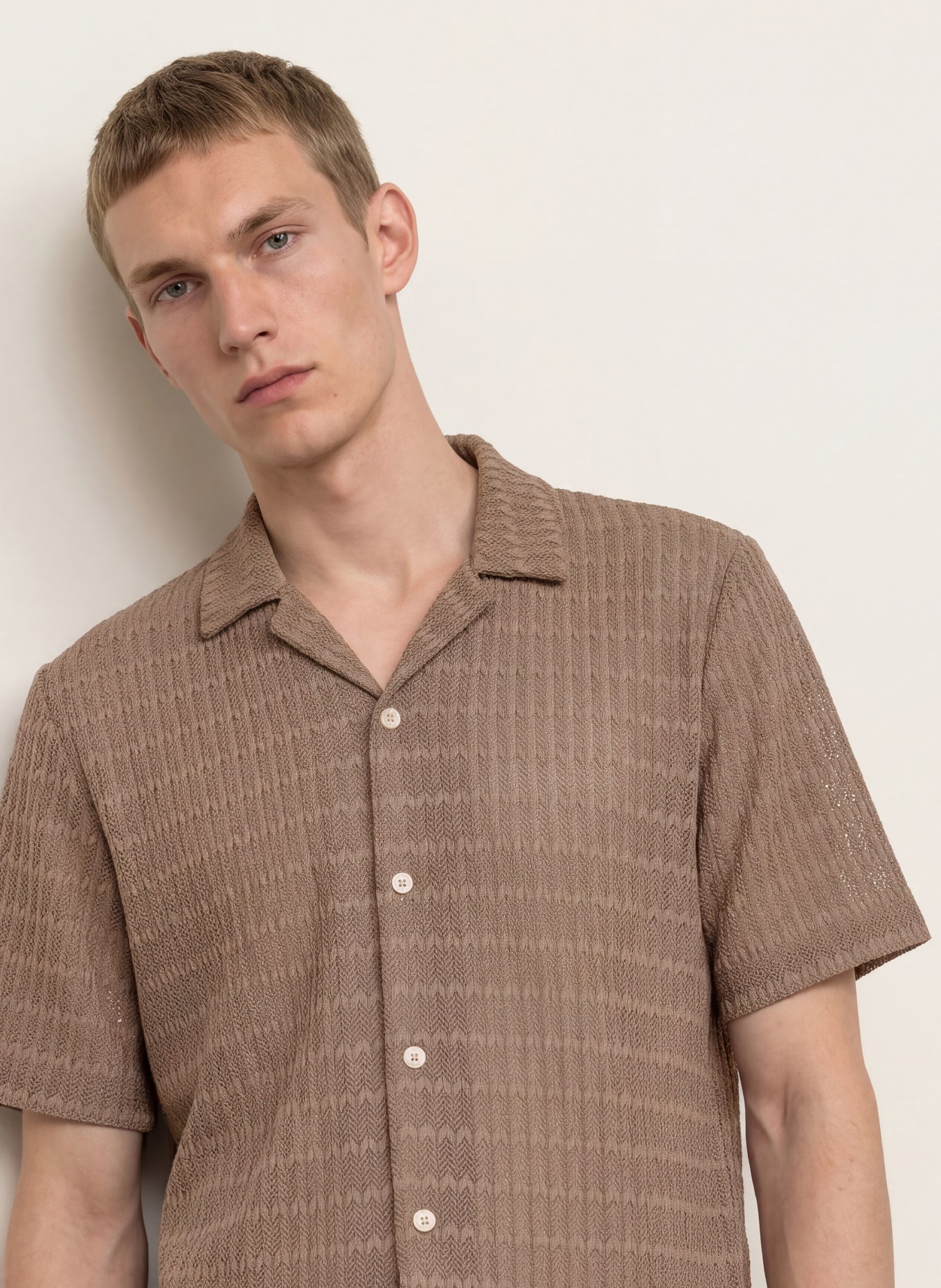 REISS Resorthemd SID Comfort Fit aus Jersey: BRAUN