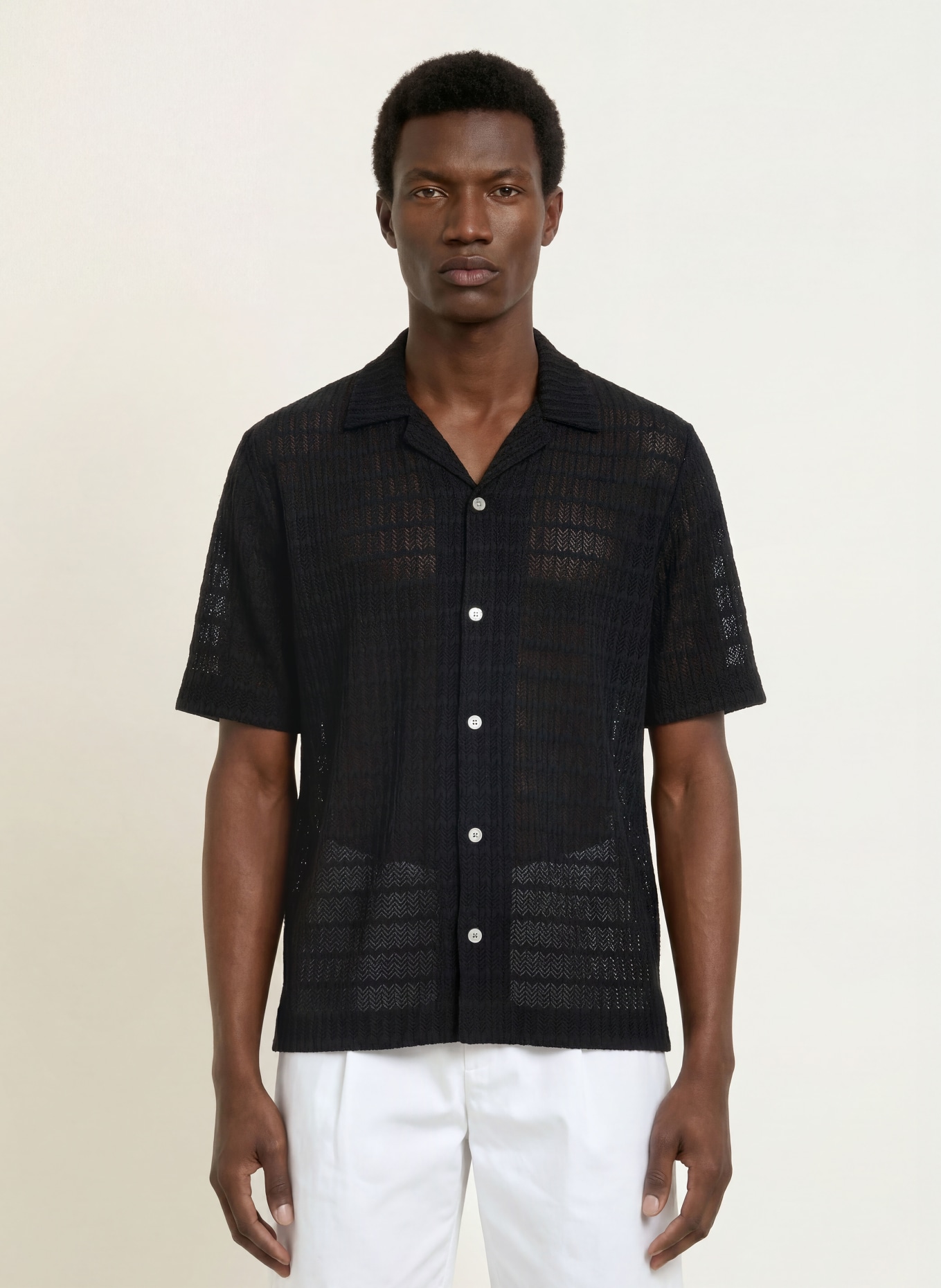 REISS Resort-overhemd SID Comfort Fit van jersey: ZWART