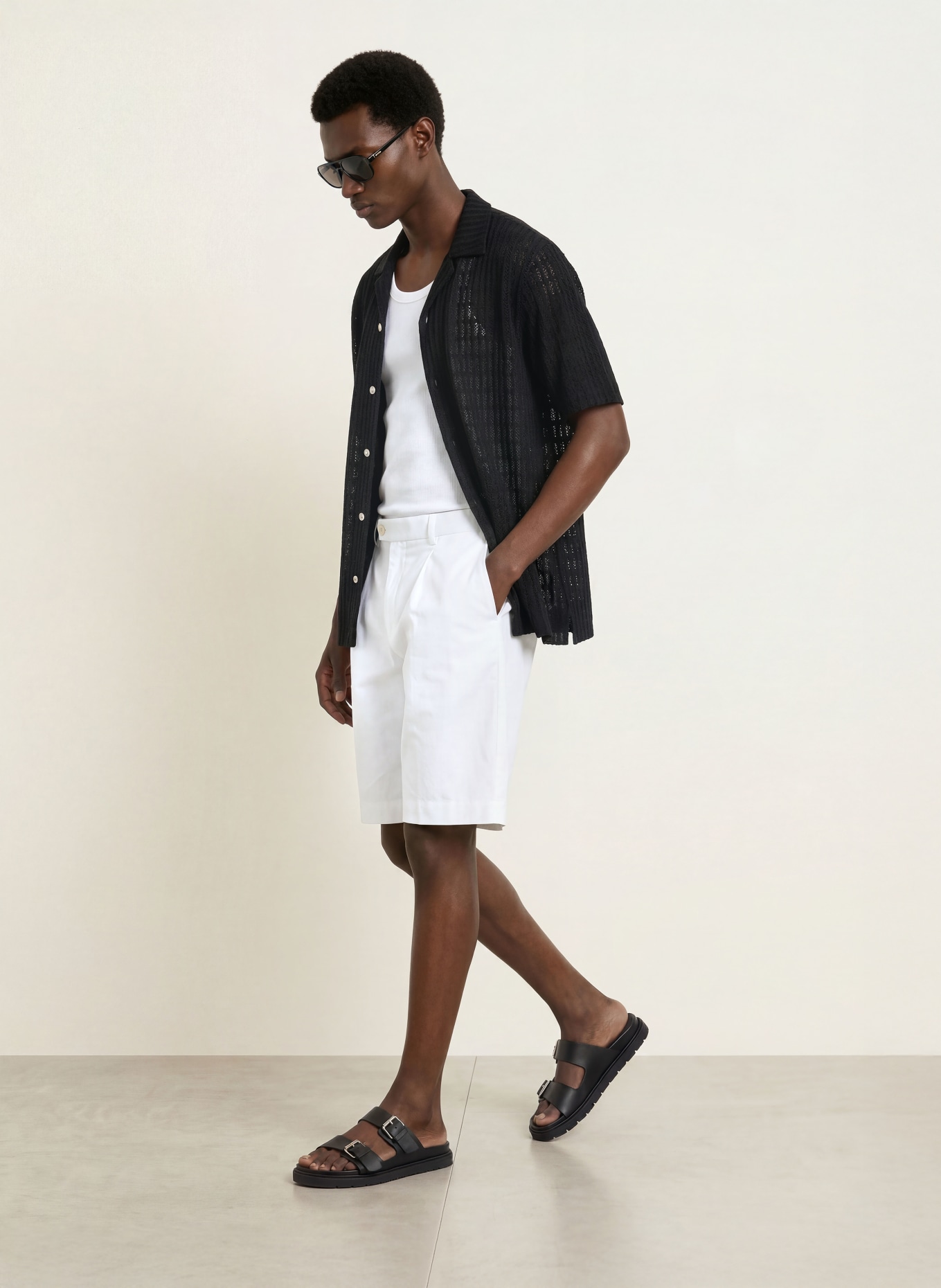 REISS Resort-overhemd SID Comfort Fit van jersey: ZWART