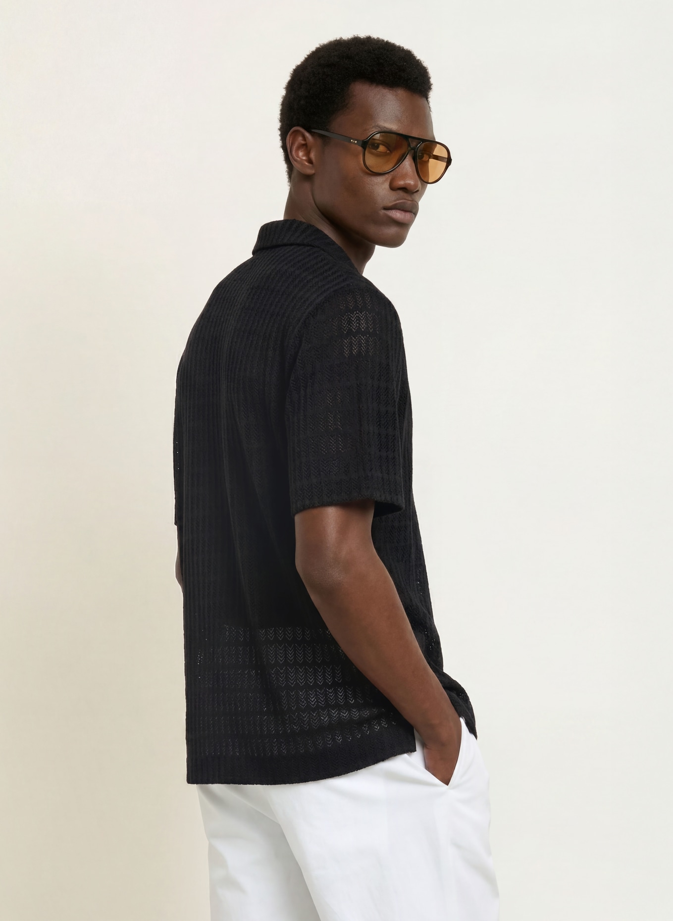 REISS Resort-overhemd SID Comfort Fit van jersey: ZWART