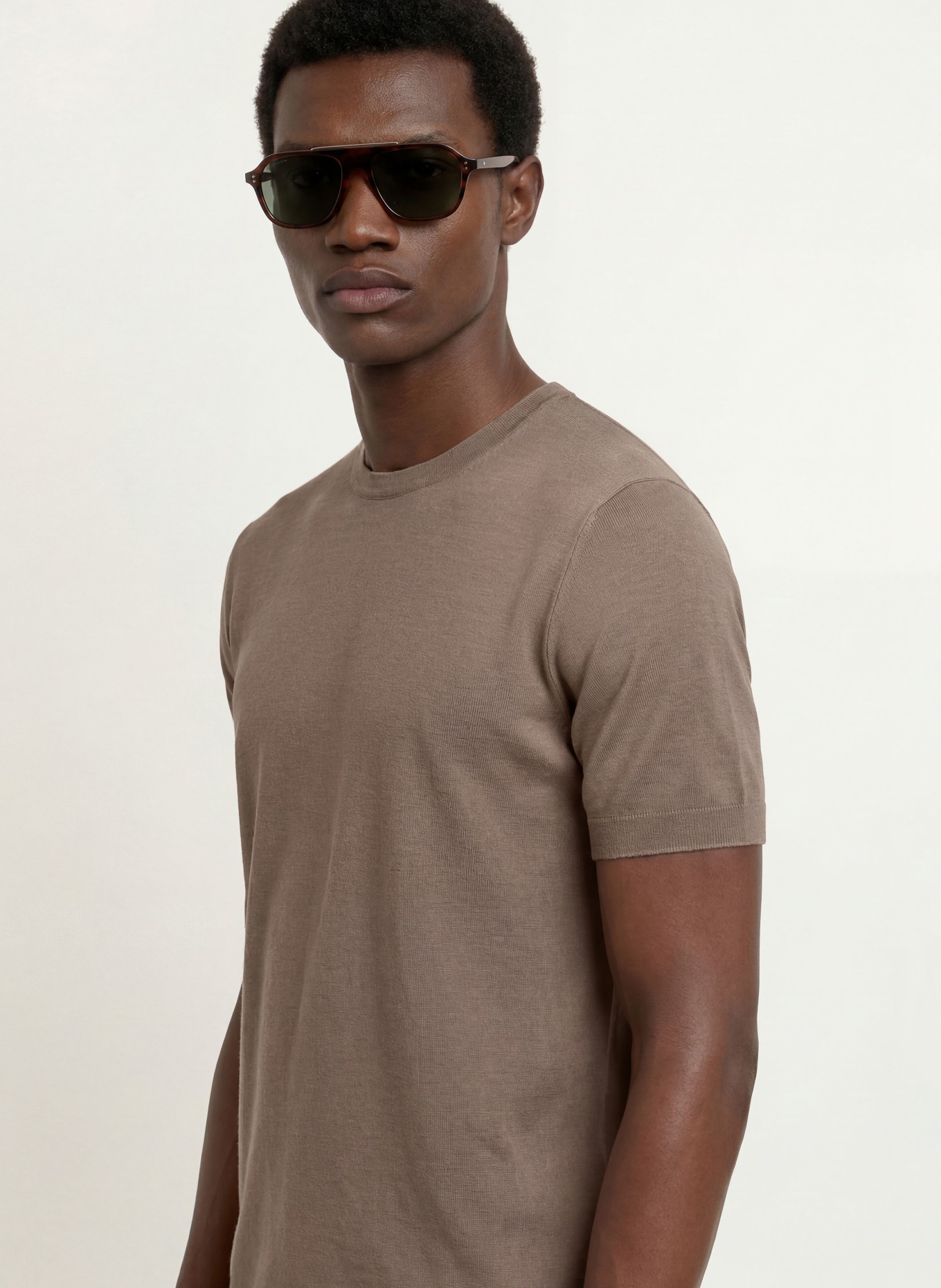 REISS Stickad tröja CHAD: BRUN