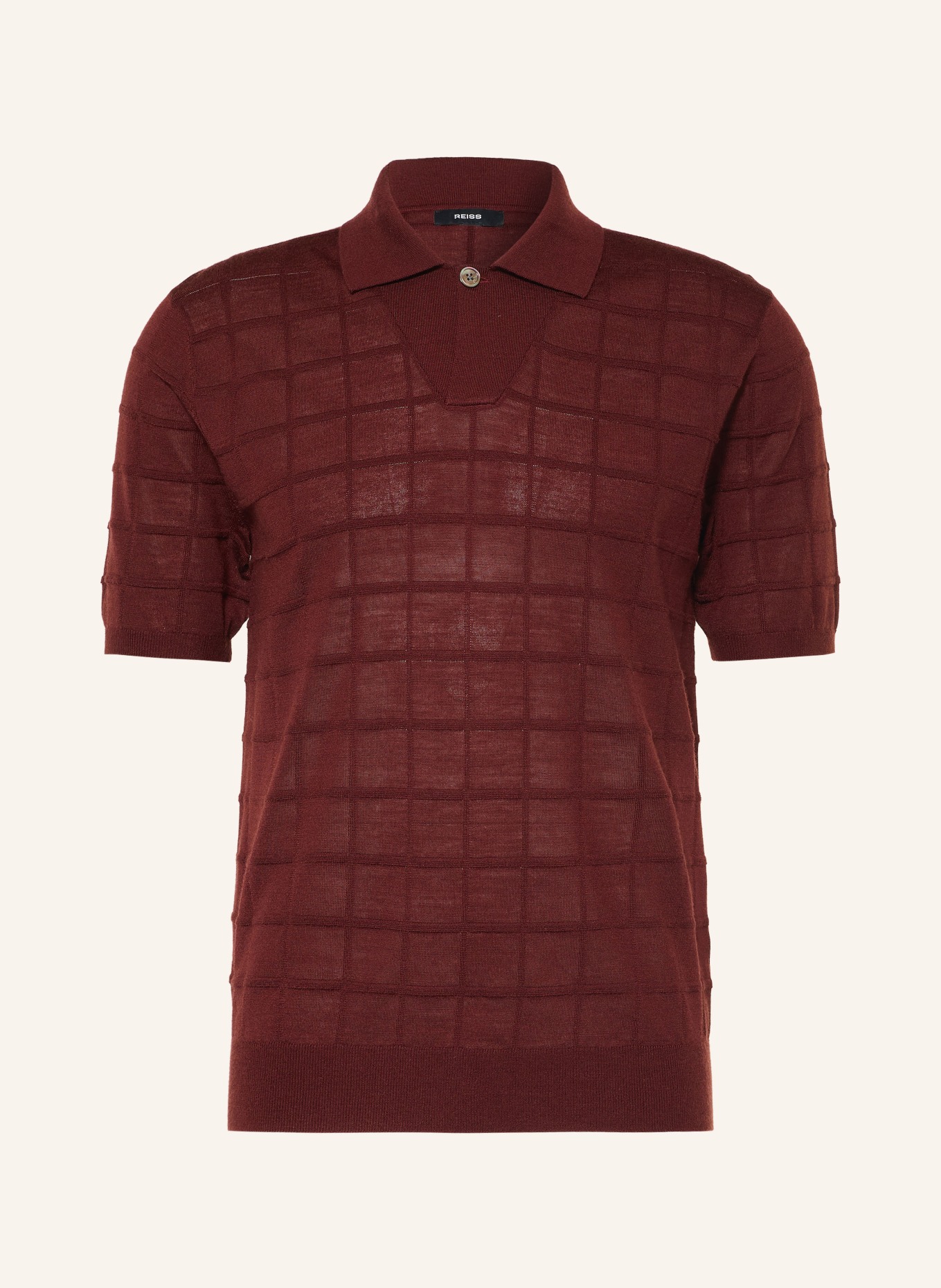 REISS Polo en maille SERVAL: ROUGE FONCÉ