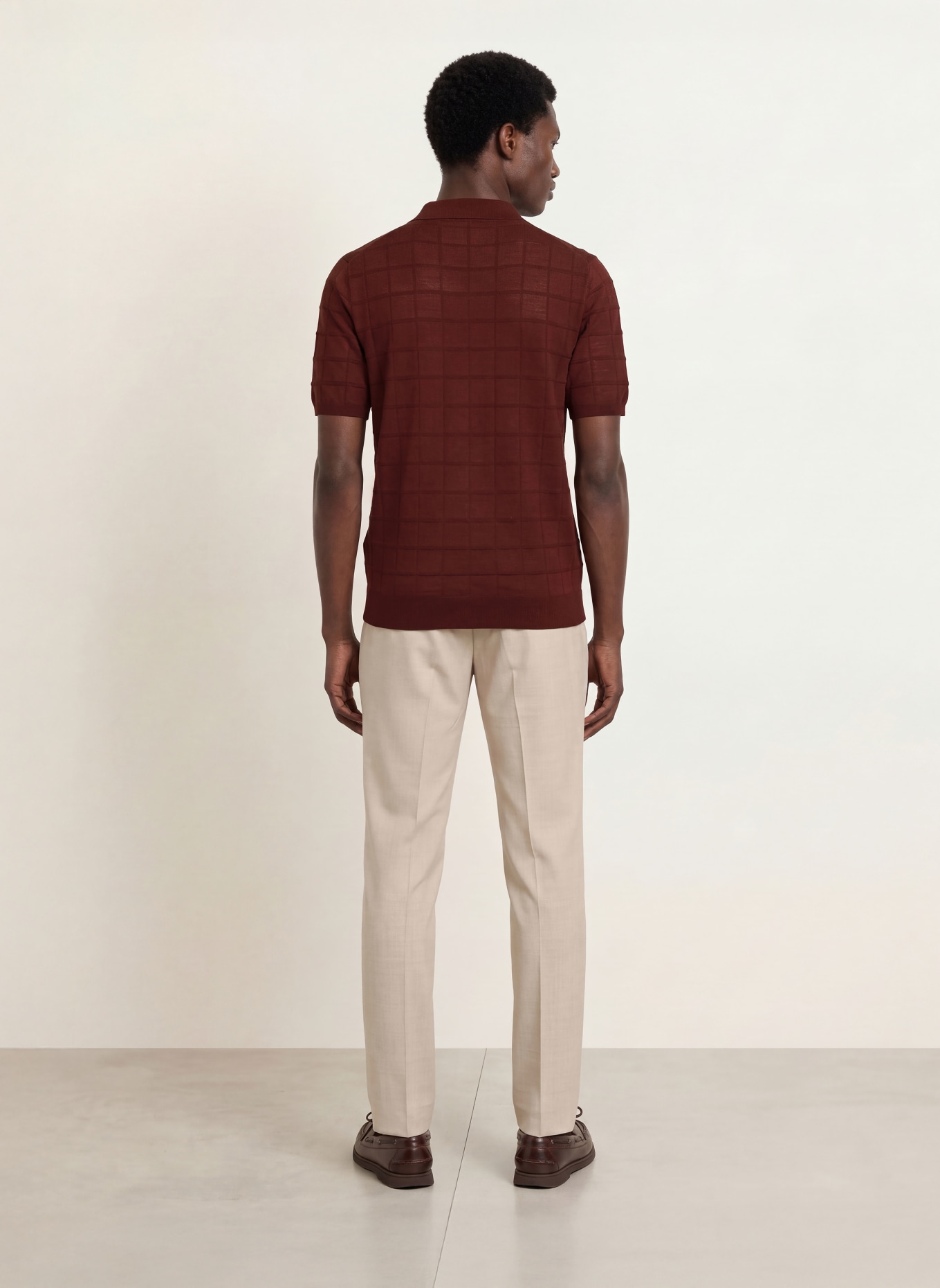REISS Polo en maille SERVAL: ROUGE FONCÉ