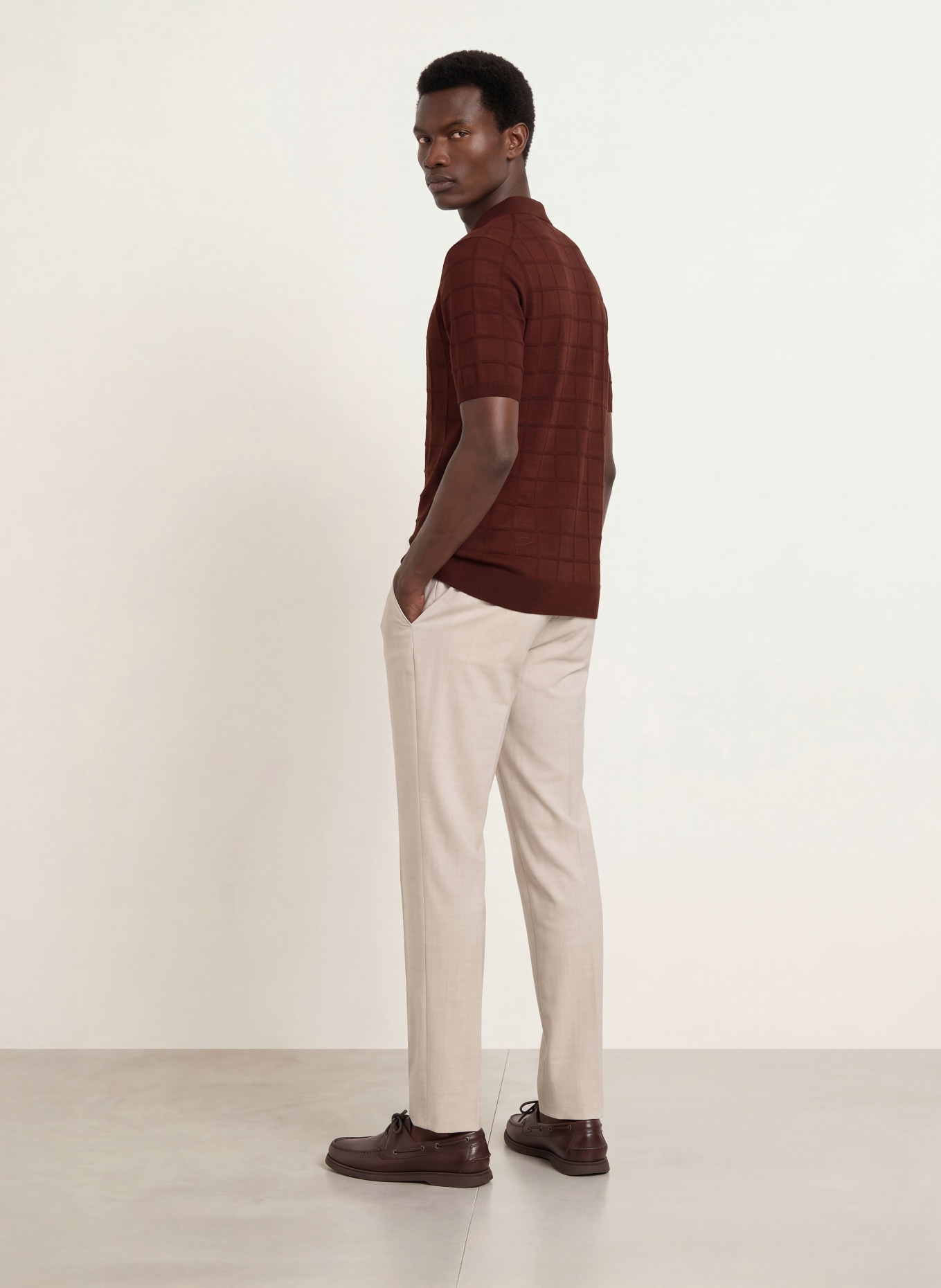 REISS Polo en maille SERVAL: ROUGE FONCÉ