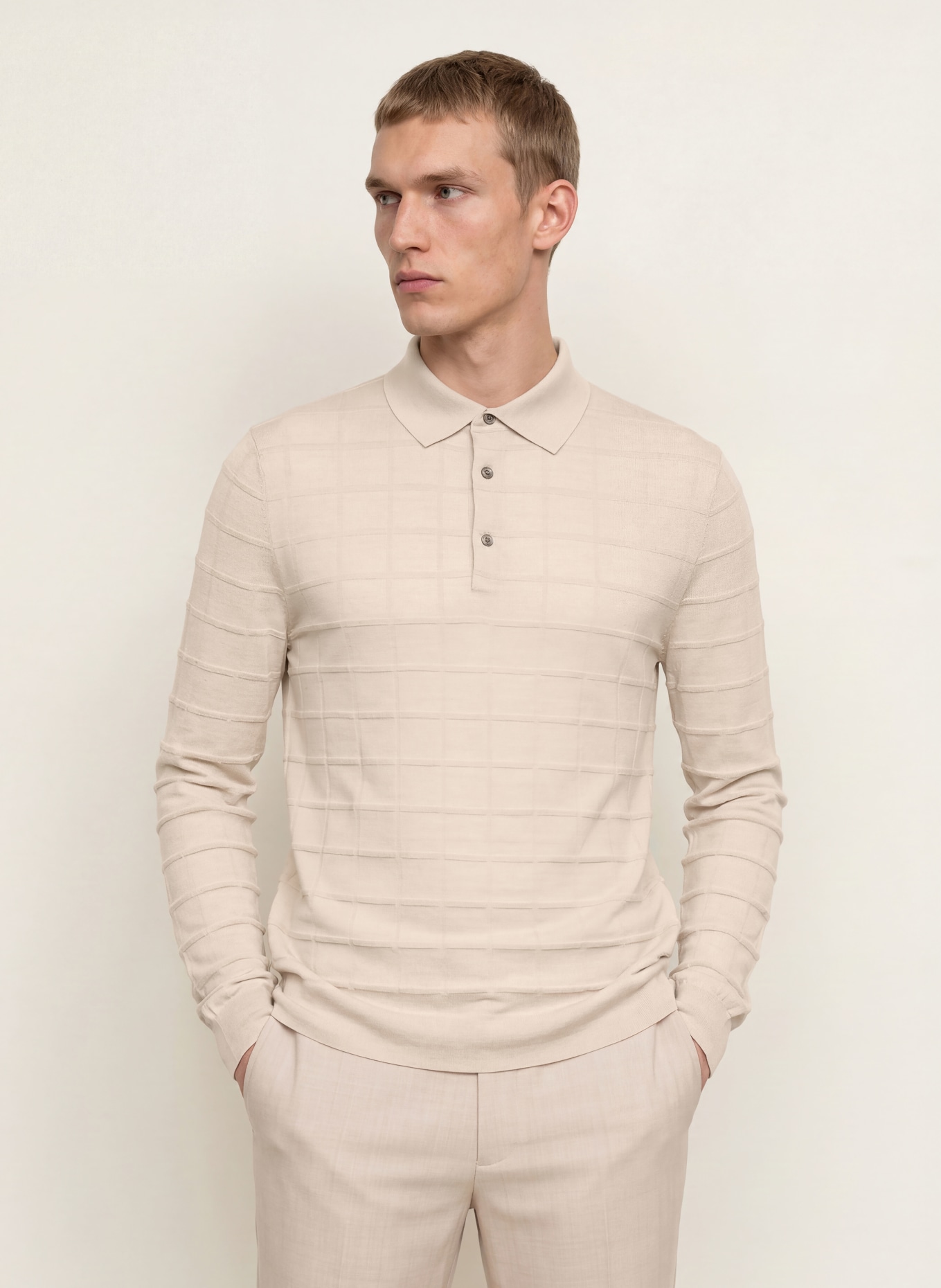 REISS Polo en maille PALLAS: BEIGE