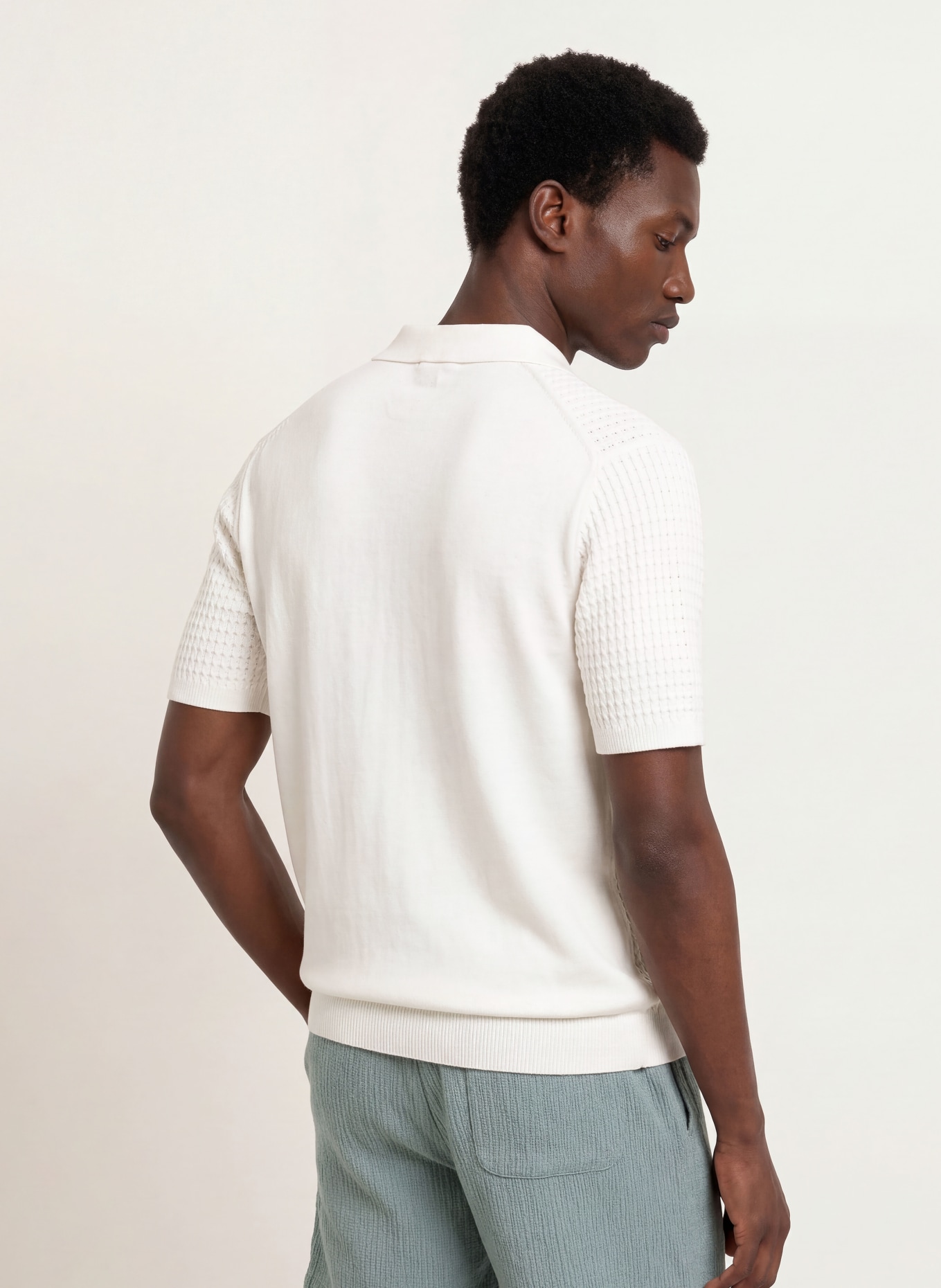 REISS MERIT Knit polo shirt: WHITE