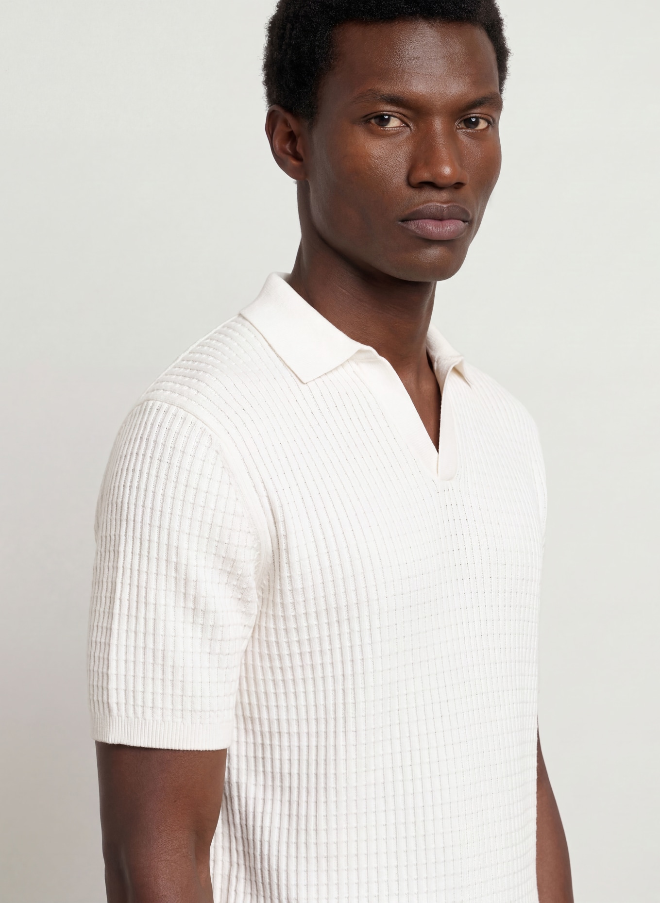 REISS MERIT Knit polo shirt: WHITE