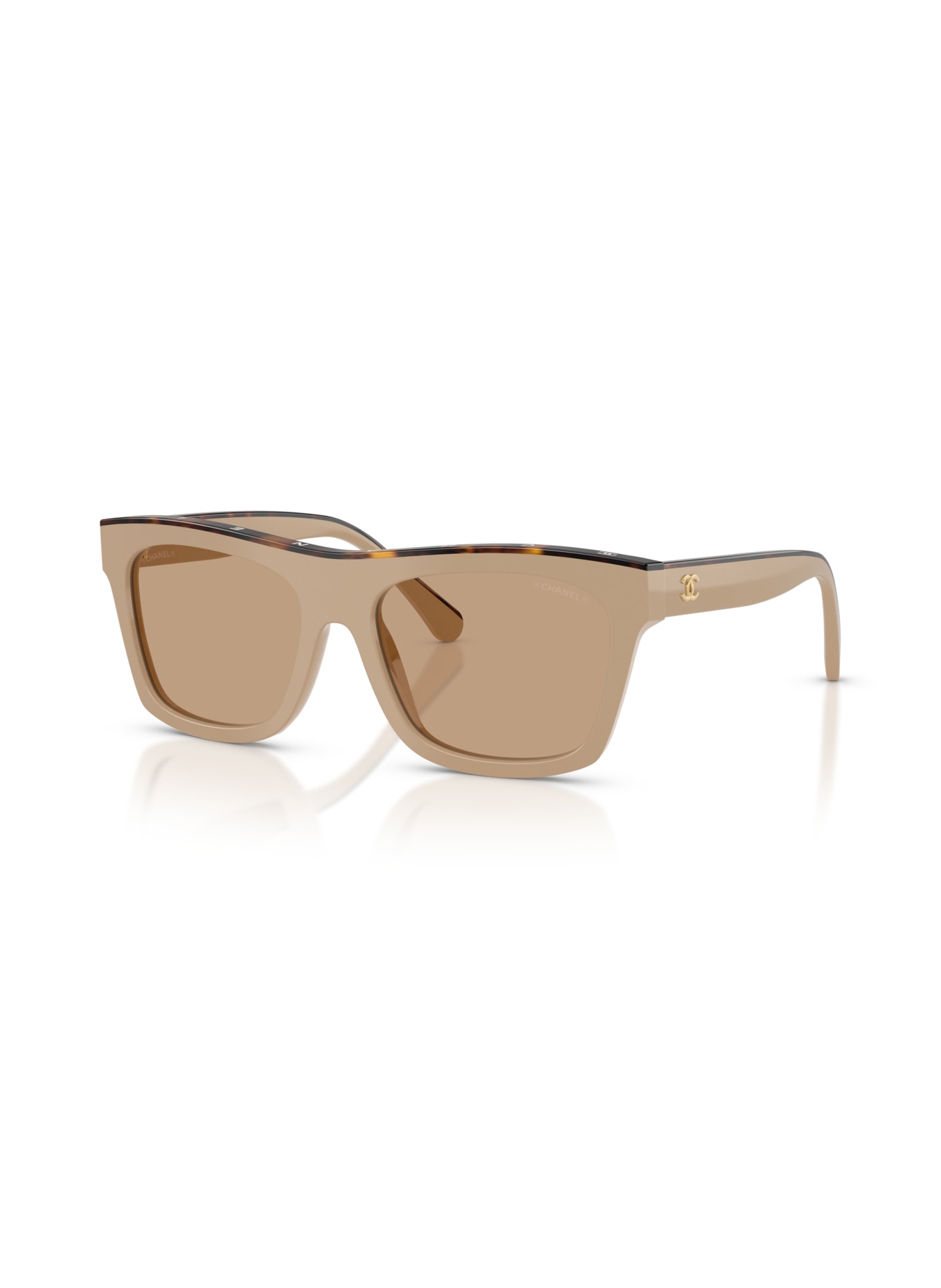 CHANEL Firkantede solbriller: BEIGE/LYSBRUN
