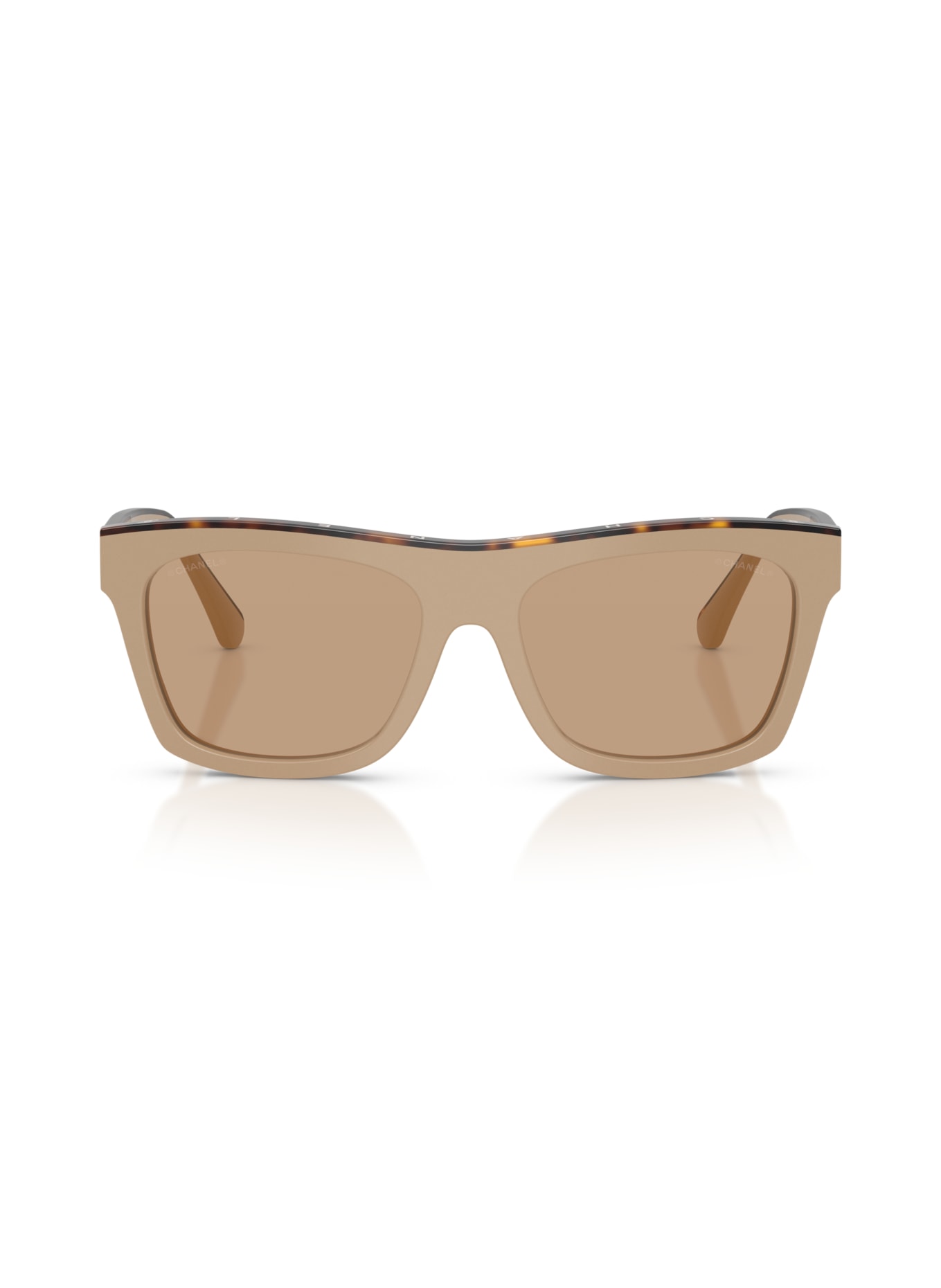 CHANEL Firkantede solbriller: BEIGE/LYSBRUN