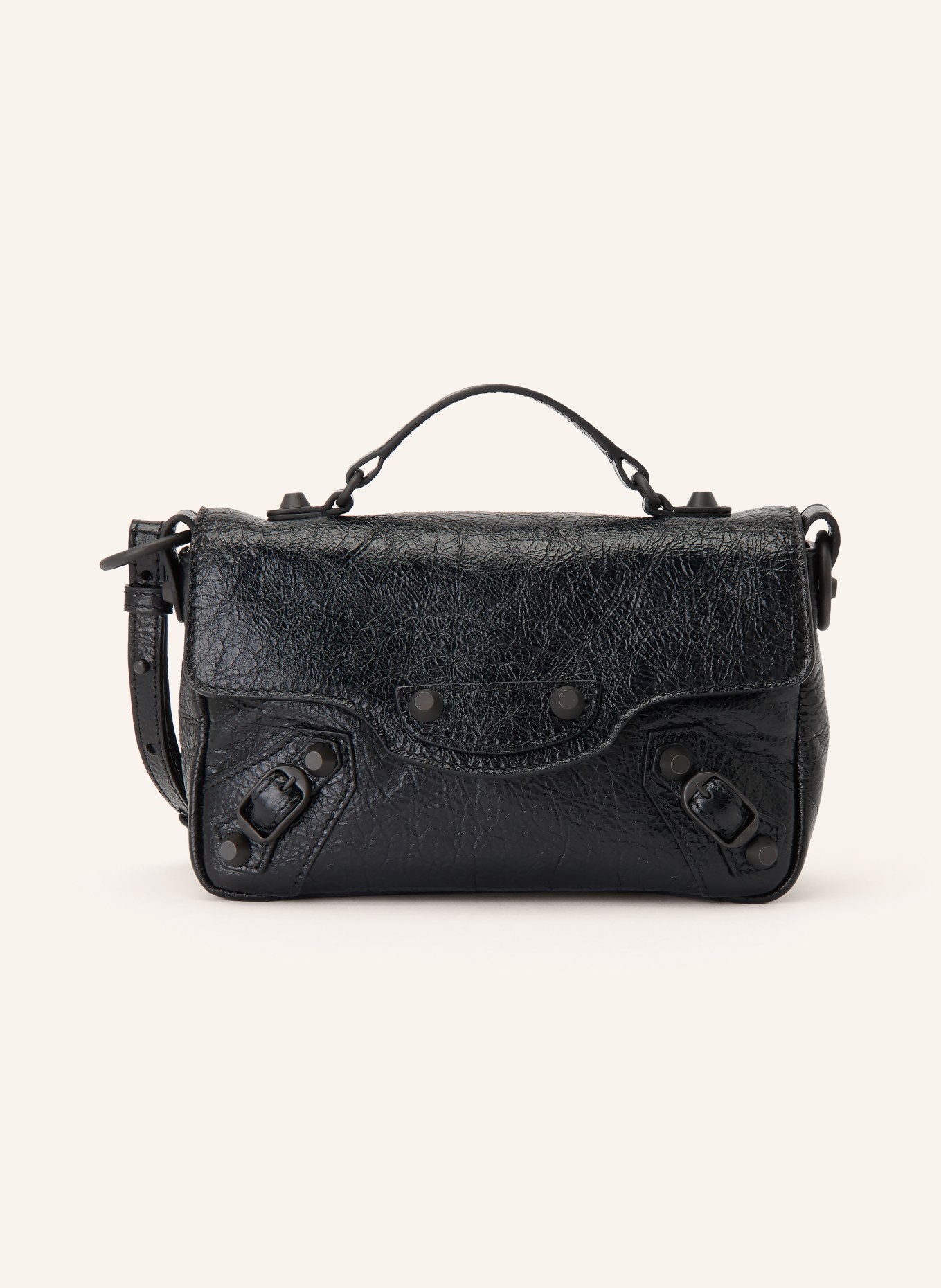 BALENCIAGA Handtasche LE CITY FLAP NANO mit Nieten: SCHWARZ
