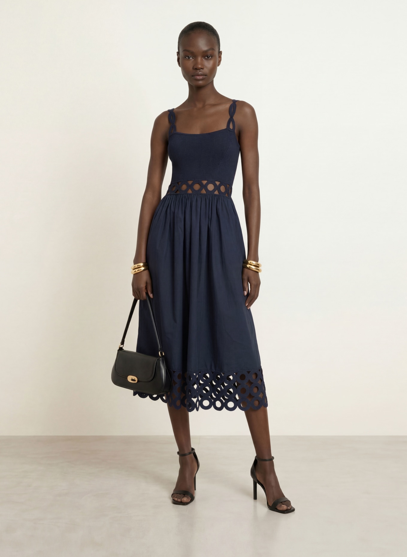 REISS Jurk RITA met uitsnijdingen: DONKERBLAUW