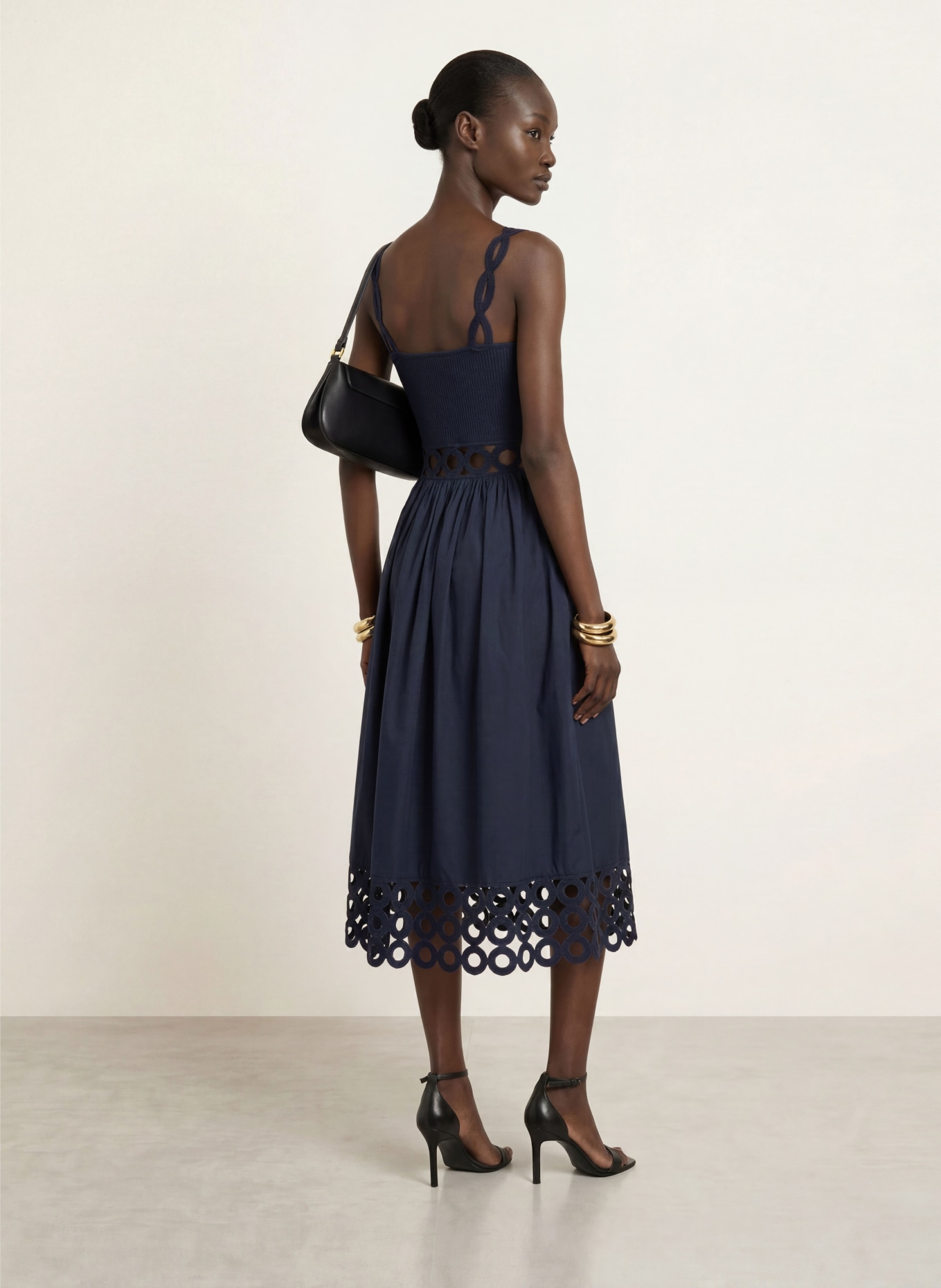 REISS Jurk RITA met uitsnijdingen: DONKERBLAUW