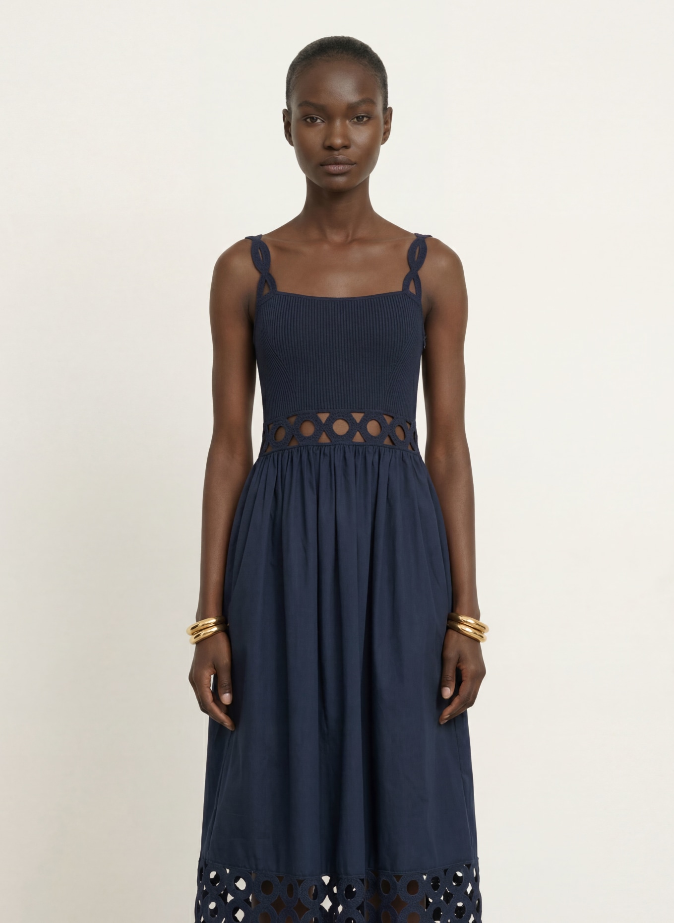 REISS Jurk RITA met uitsnijdingen: DONKERBLAUW