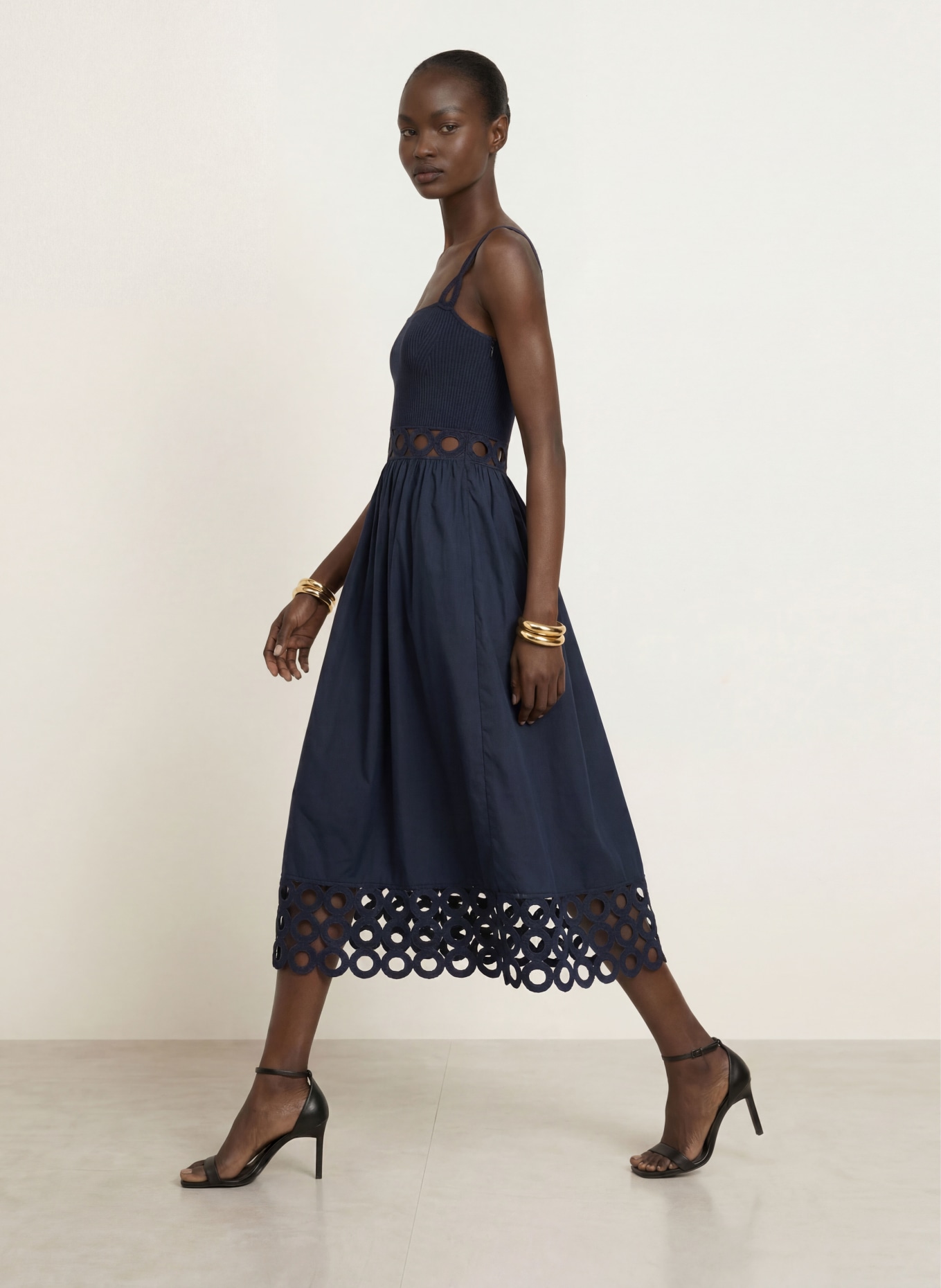 REISS Jurk RITA met uitsnijdingen: DONKERBLAUW