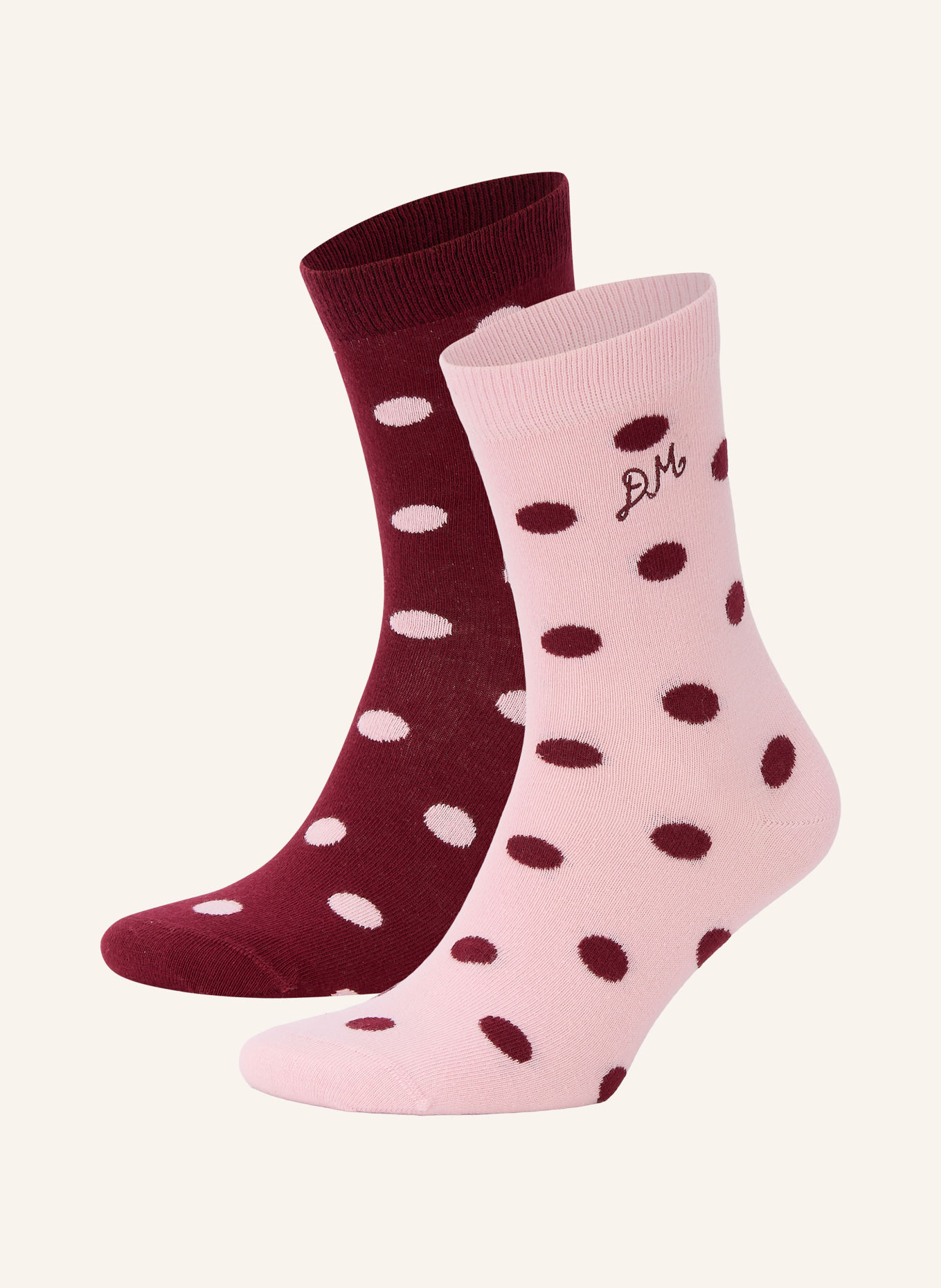 DAMSON MADDER. 2er-Pack Socken: ROSA / DUNKELROT