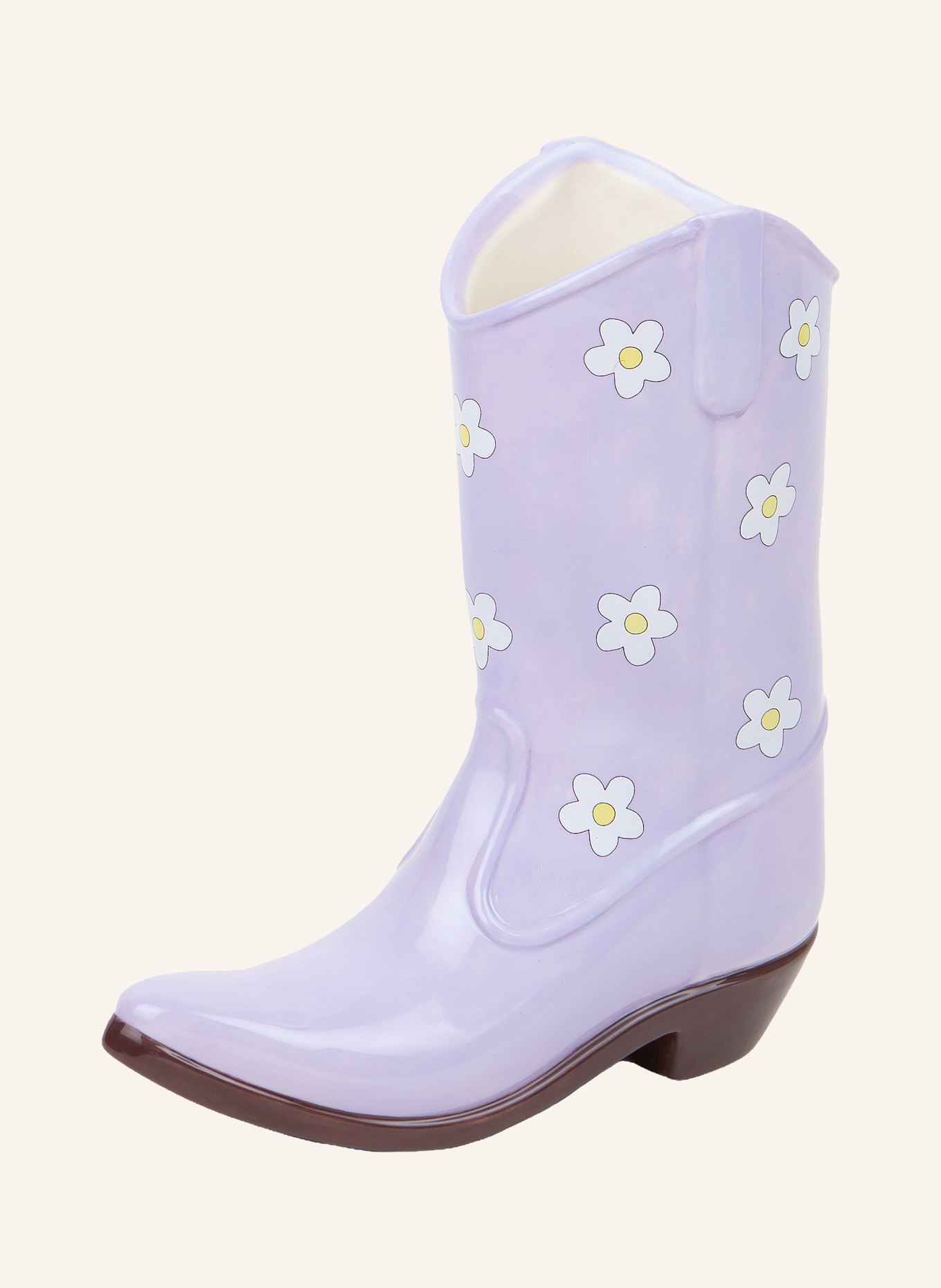 DOIY Vase RODEO COWBOY BOOT: HELLLILA / GELB / WEISS