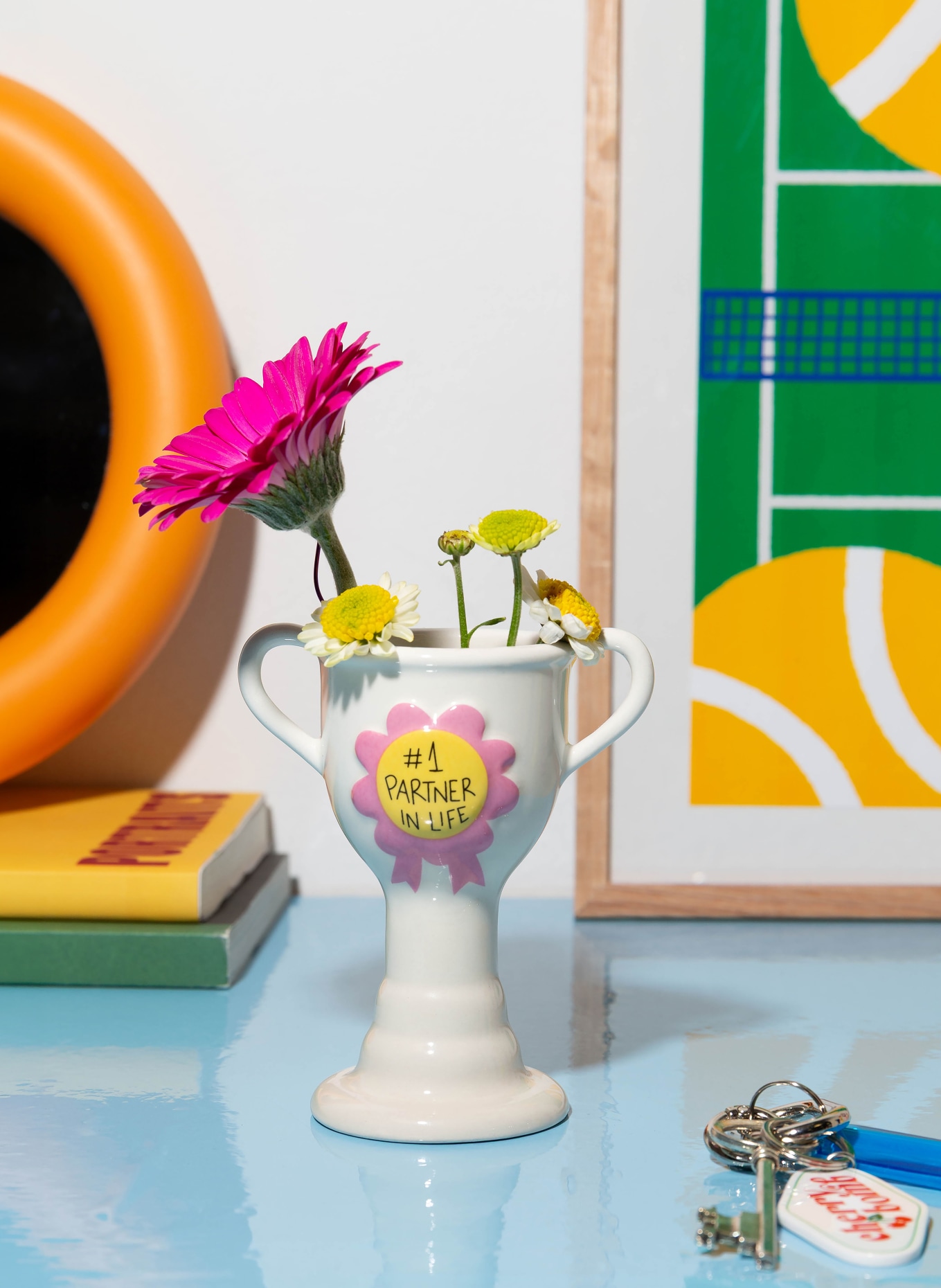 DOIY Vaas TROPHY XS: WIT / ROZE / DONKERGEEL