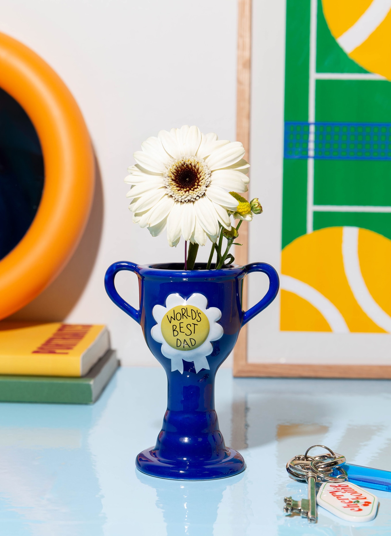 DOIY Vaas TROPHY XS: BLAUW / LICHTGROEN / WIT