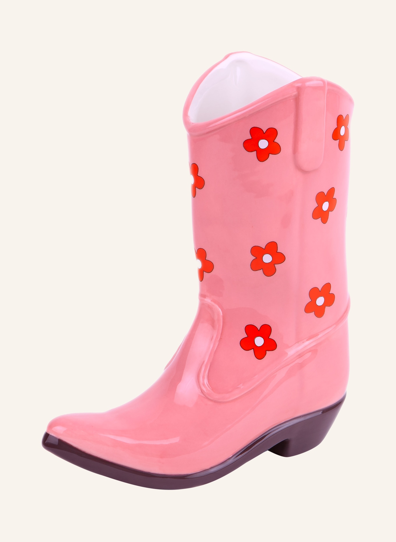 DOIY Vase RODEO COWBOY BOOT: ROSA / RØD / HVID