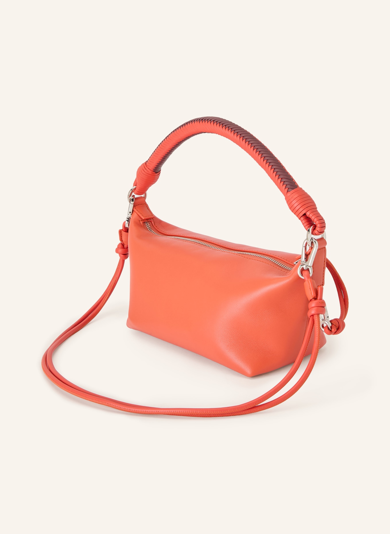 LOEWE CALA MINI Shoulder Bag: DARK ORANGE / SILVER