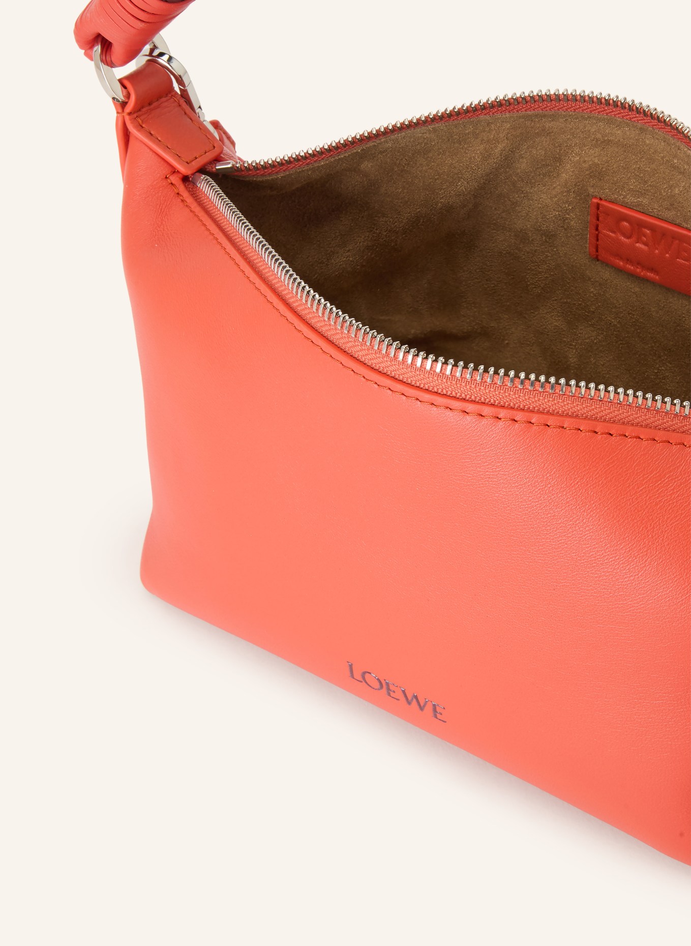LOEWE CALA MINI Shoulder Bag: DARK ORANGE / SILVER