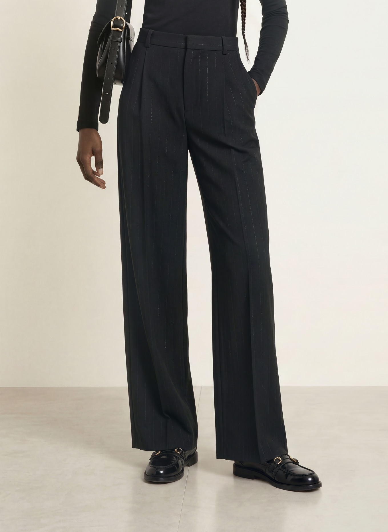 SANDRO Marlenehose mit Glitzergarn: SCHWARZ