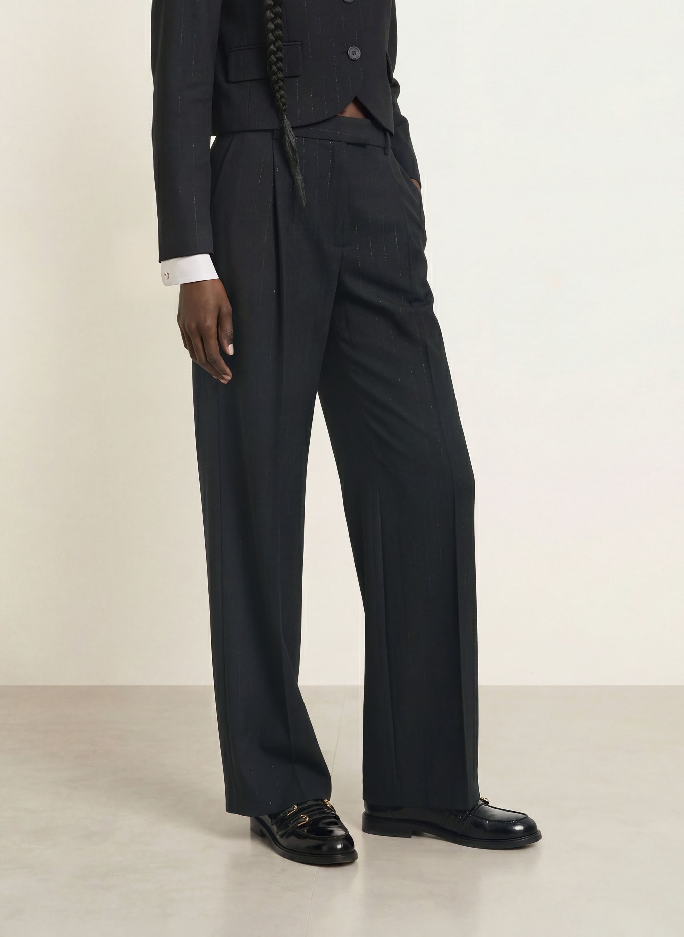 SANDRO Marlenehose mit Glitzergarn: SCHWARZ