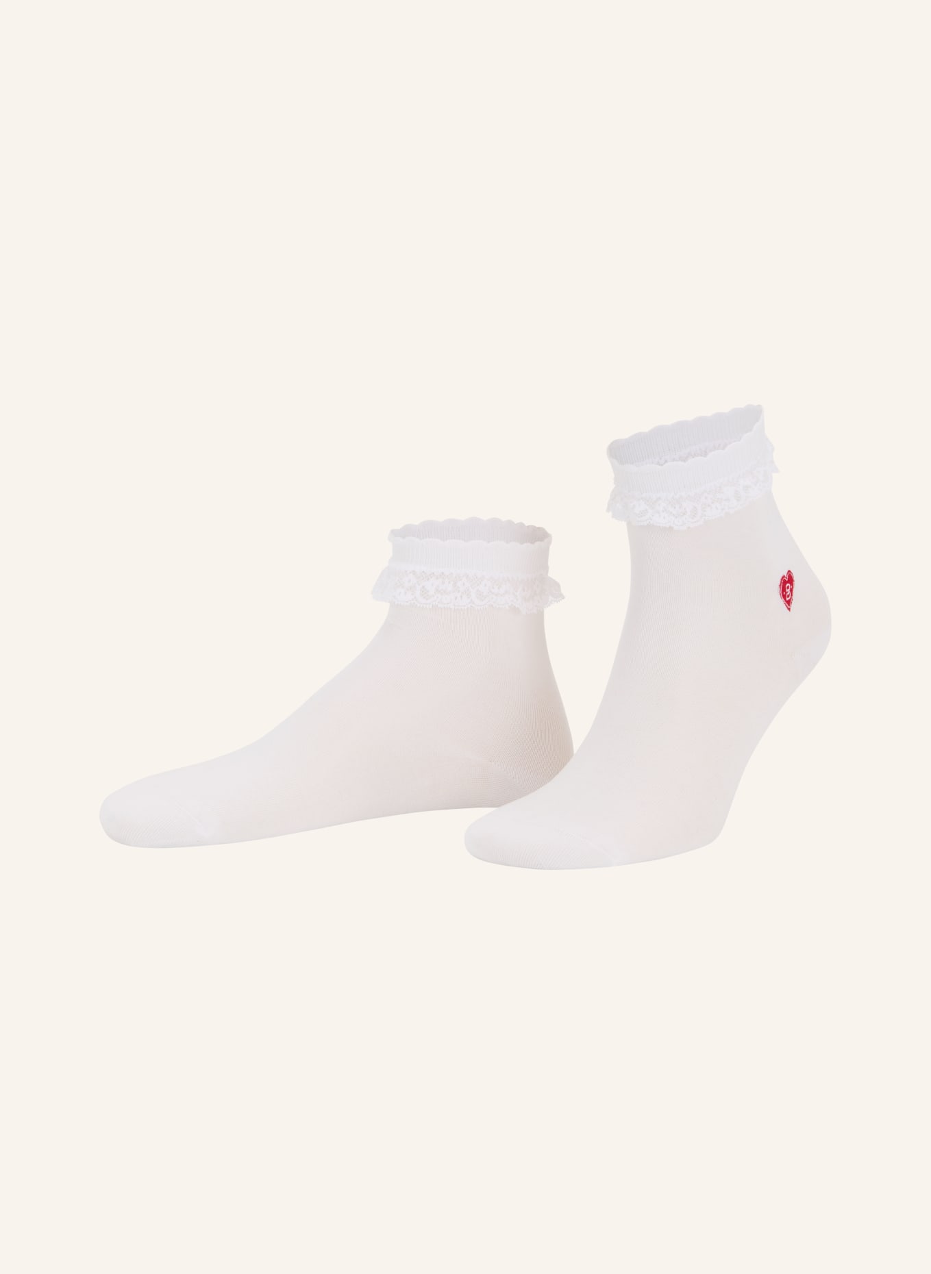 Johann & Johanna ROMANCE LACE BREUNINGER Socks: WHITE / RED