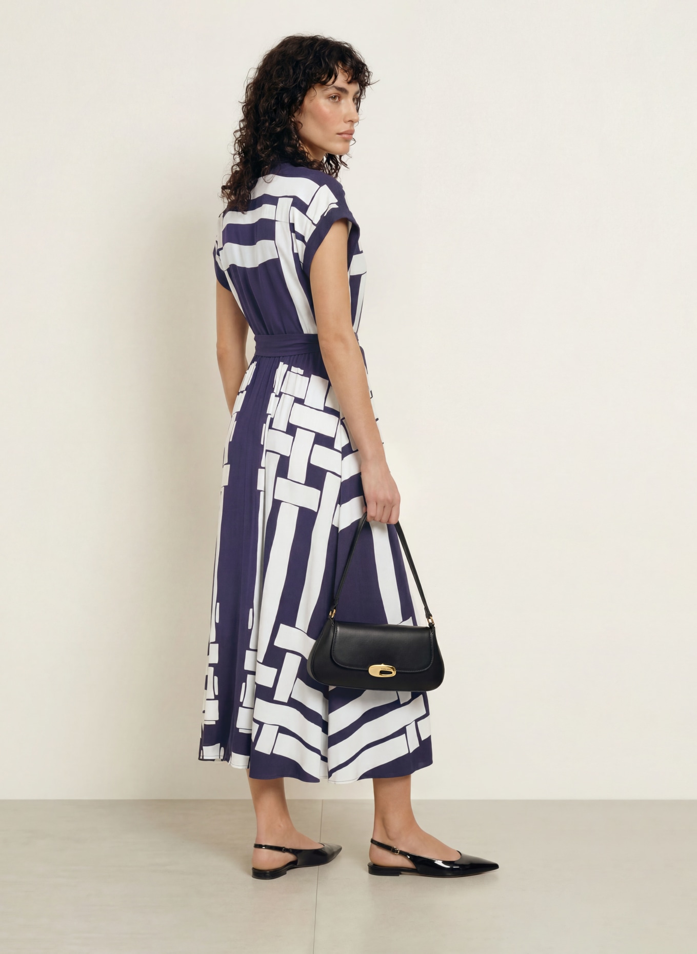 REISS SAMIRA Dress: DARK BLUE / WHITE