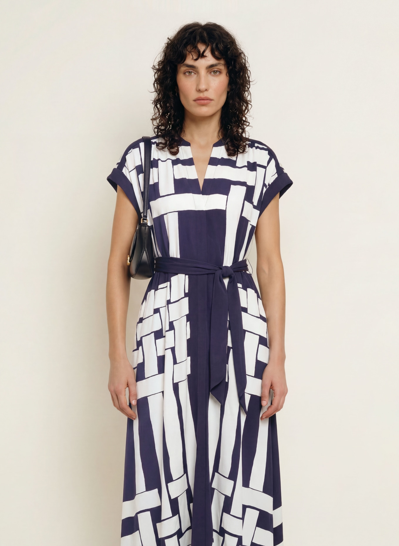 REISS SAMIRA Dress: DARK BLUE / WHITE