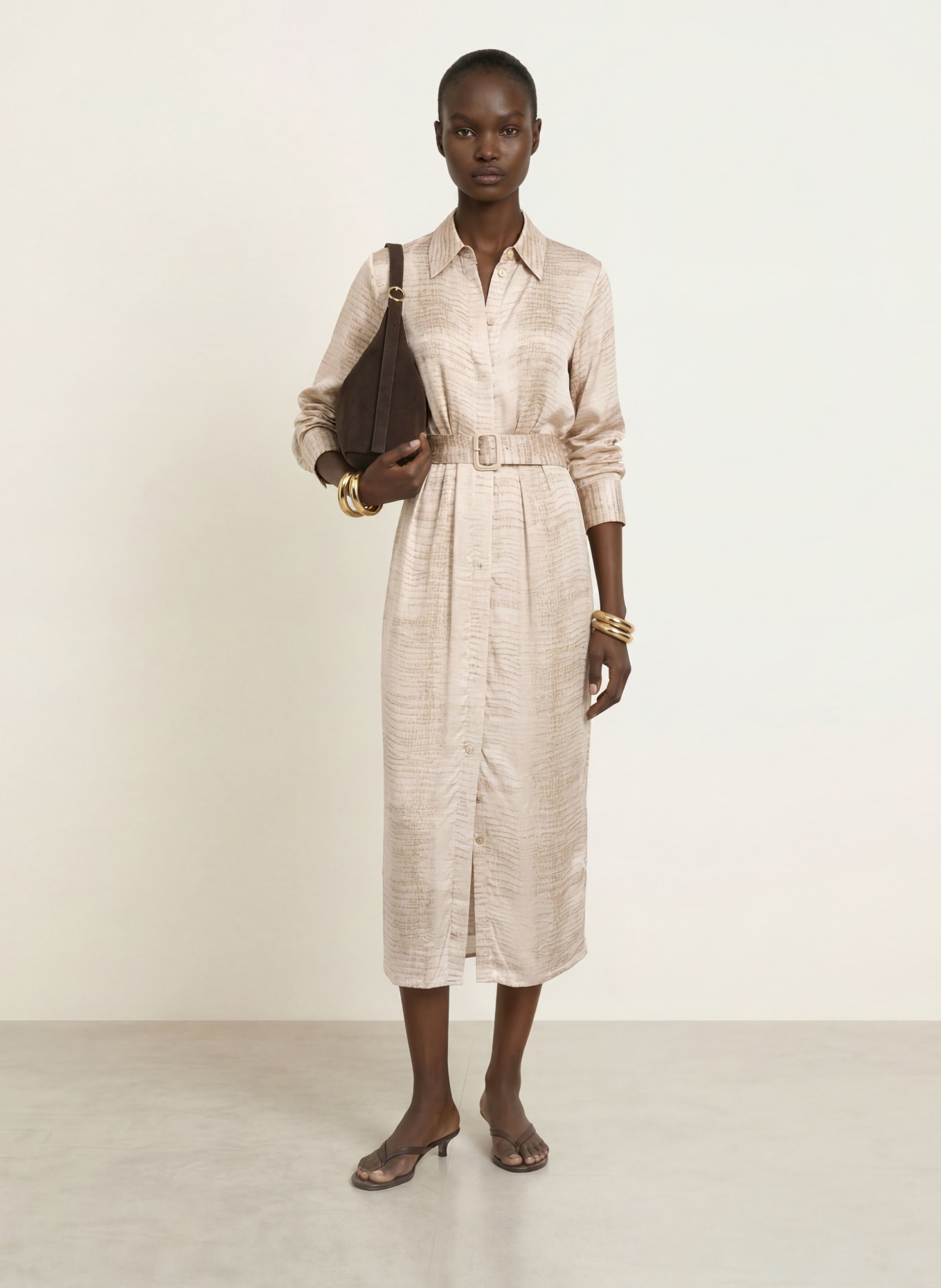 REISS Satinblusklänning SIENNA: BEIGE
