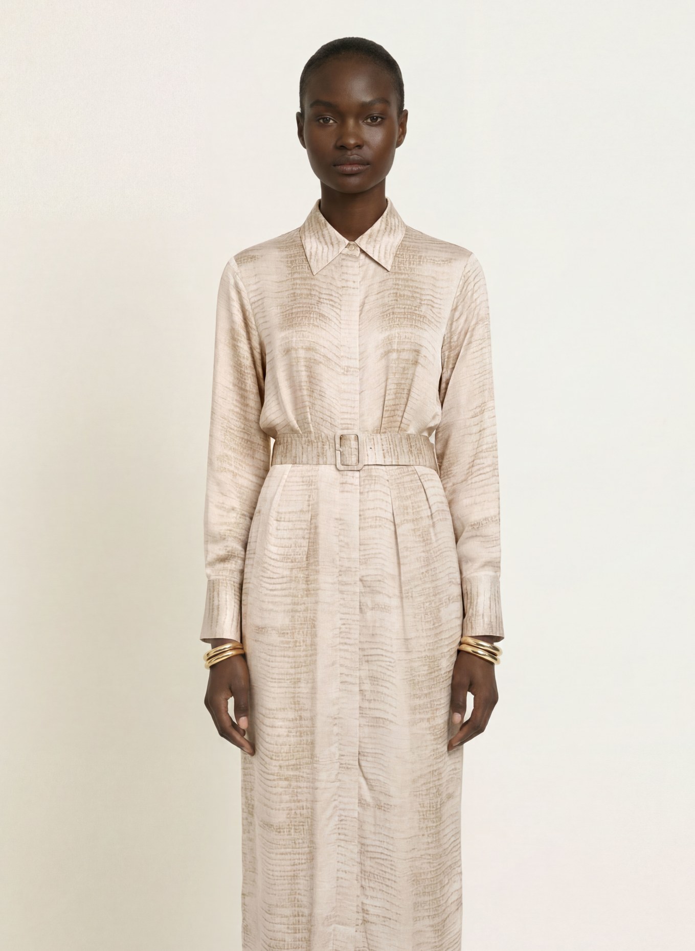 REISS Satinblusklänning SIENNA: BEIGE