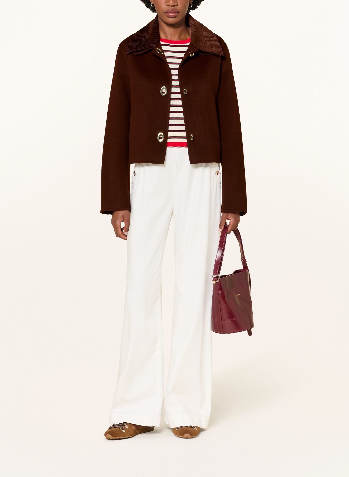 CLAUDIE PIERLOT Kastenjacke mit abnehmbarem Kragen: DUNKELROT