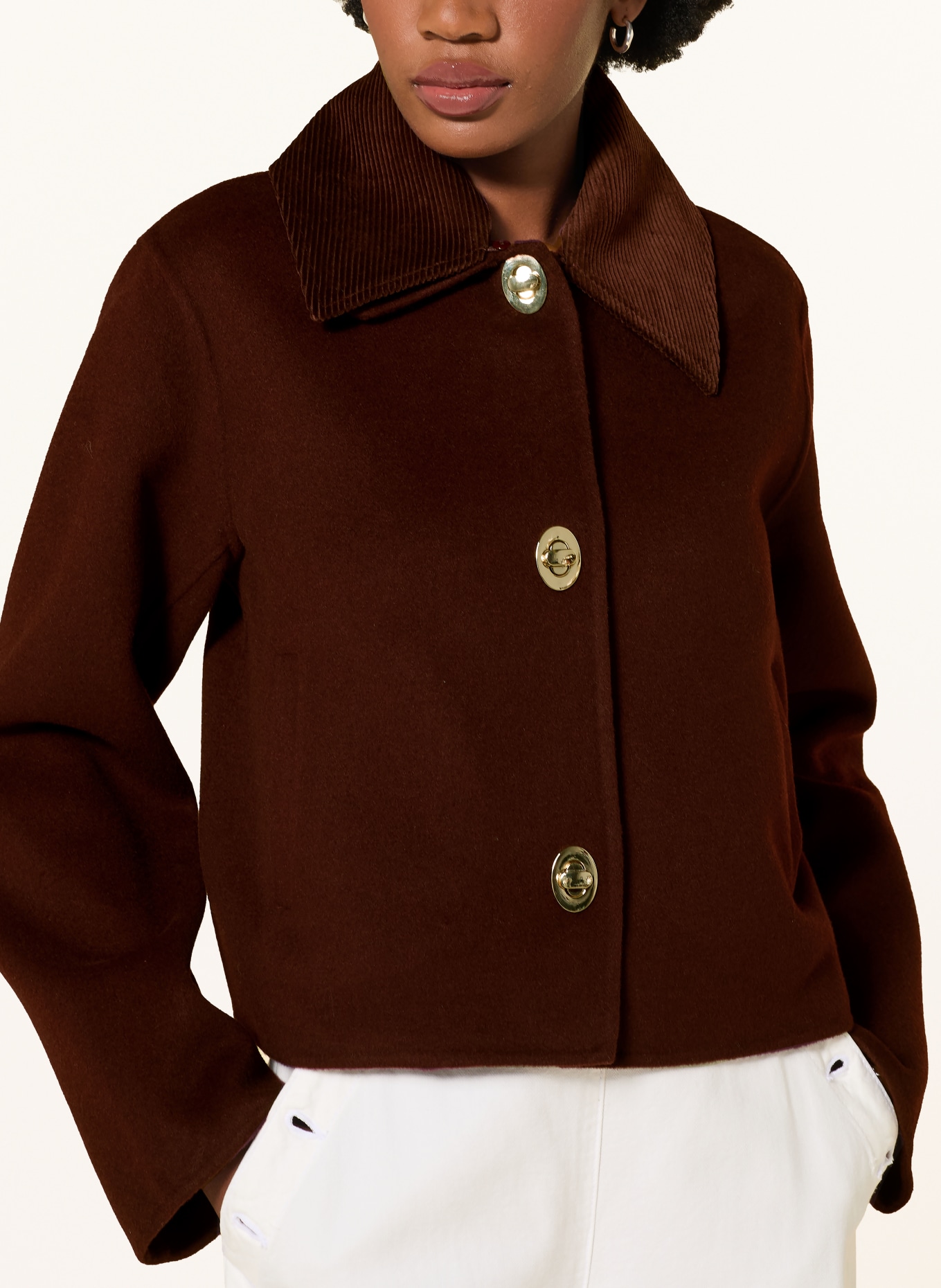 CLAUDIE PIERLOT Kastenjacke mit abnehmbarem Kragen: DUNKELROT