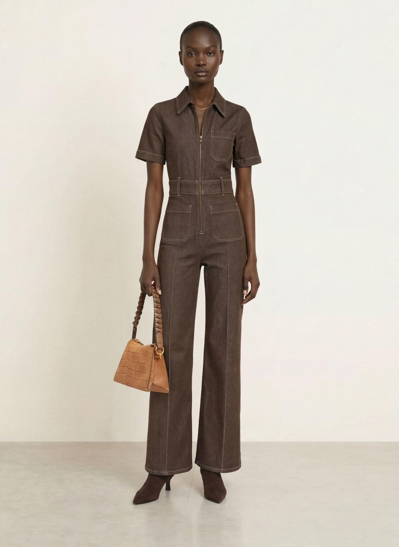REISS Schoudertas AVERY: BRUIN / GOUD