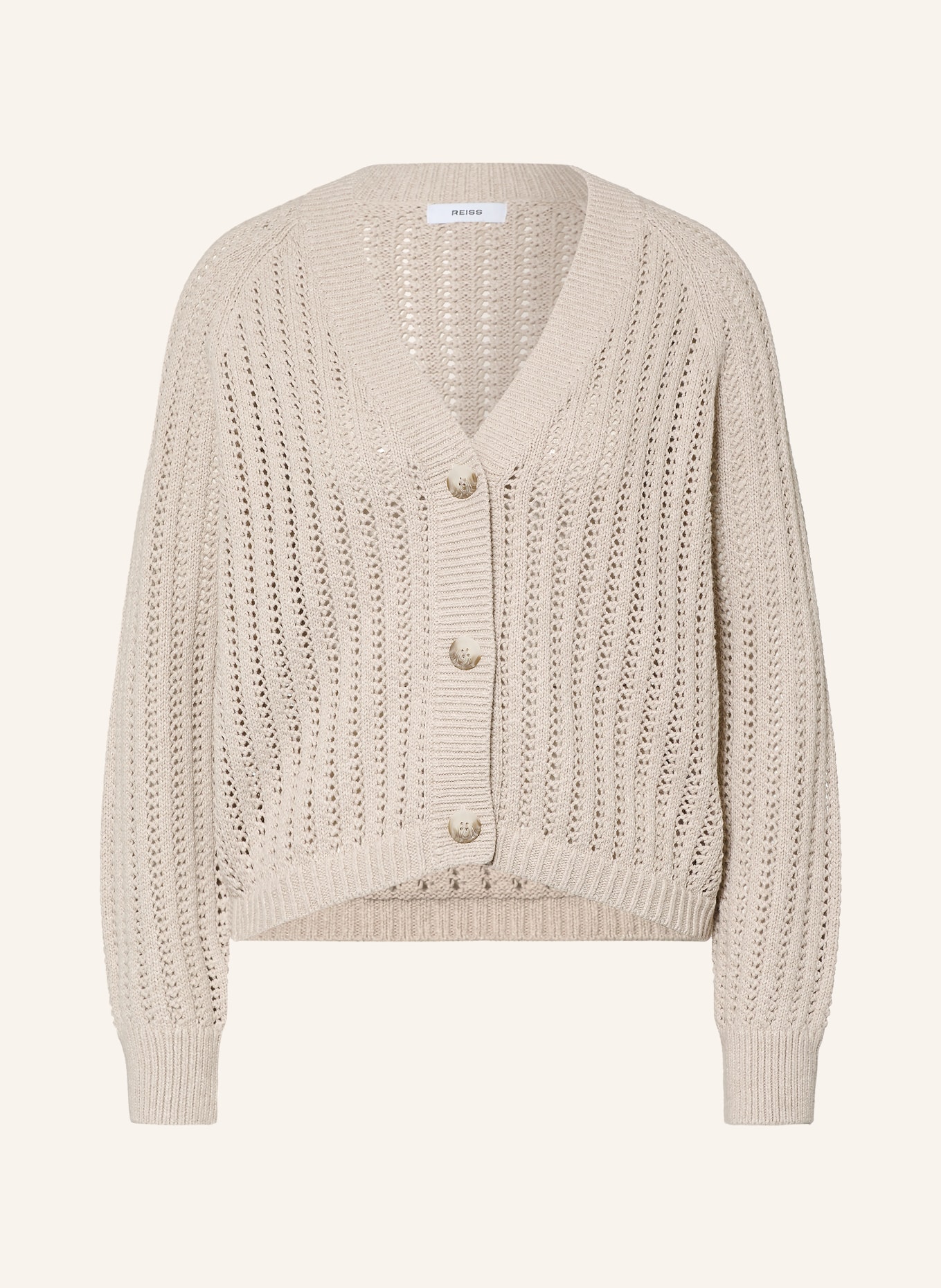 REISS CONSTANCE Cardigan with Linen: BEIGE