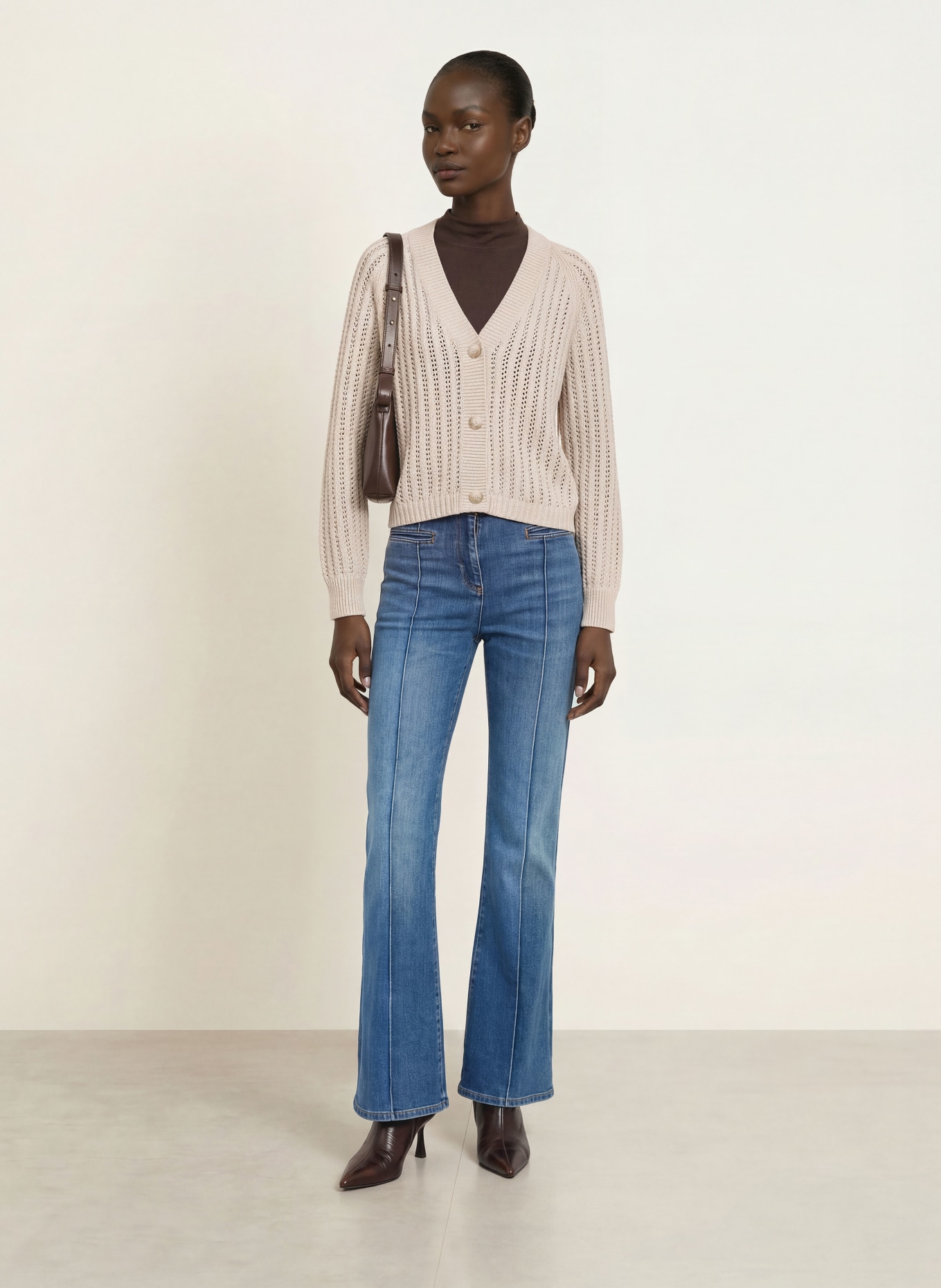 REISS CONSTANCE Cardigan with Linen: BEIGE