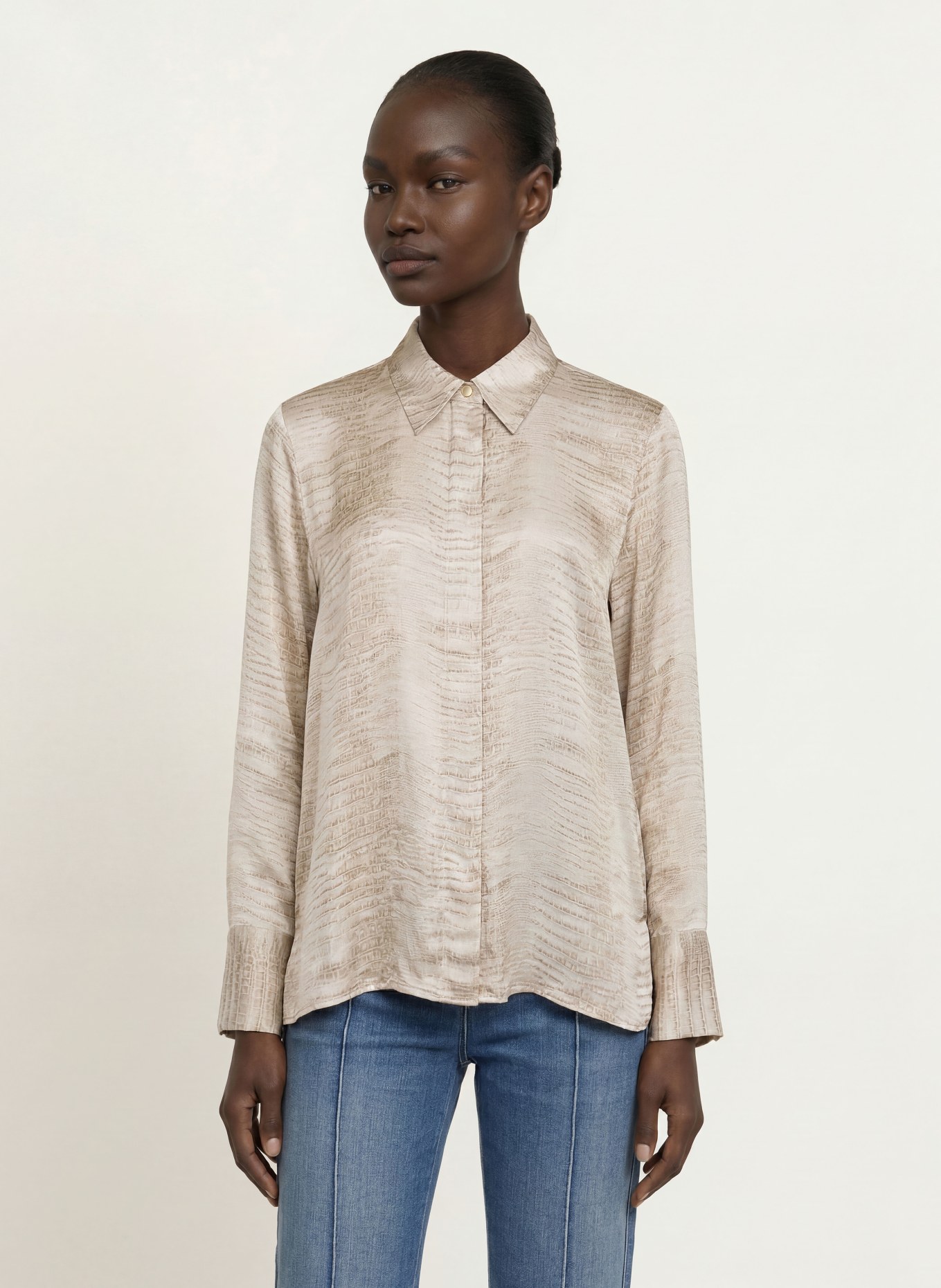 REISS Satinblus ANNIE: BEIGE