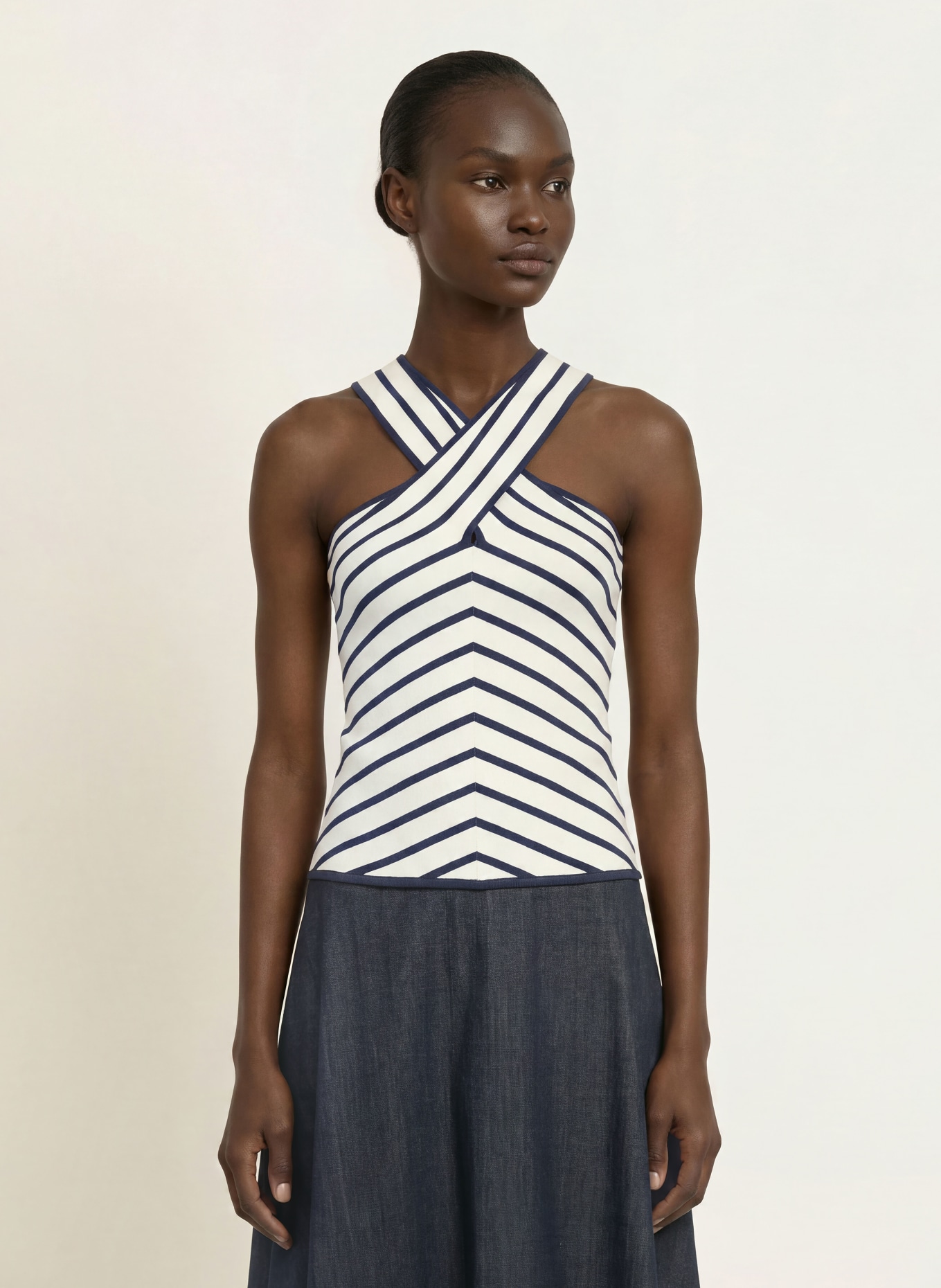 REISS Top ARIA: GRANATOWY / BIAŁY