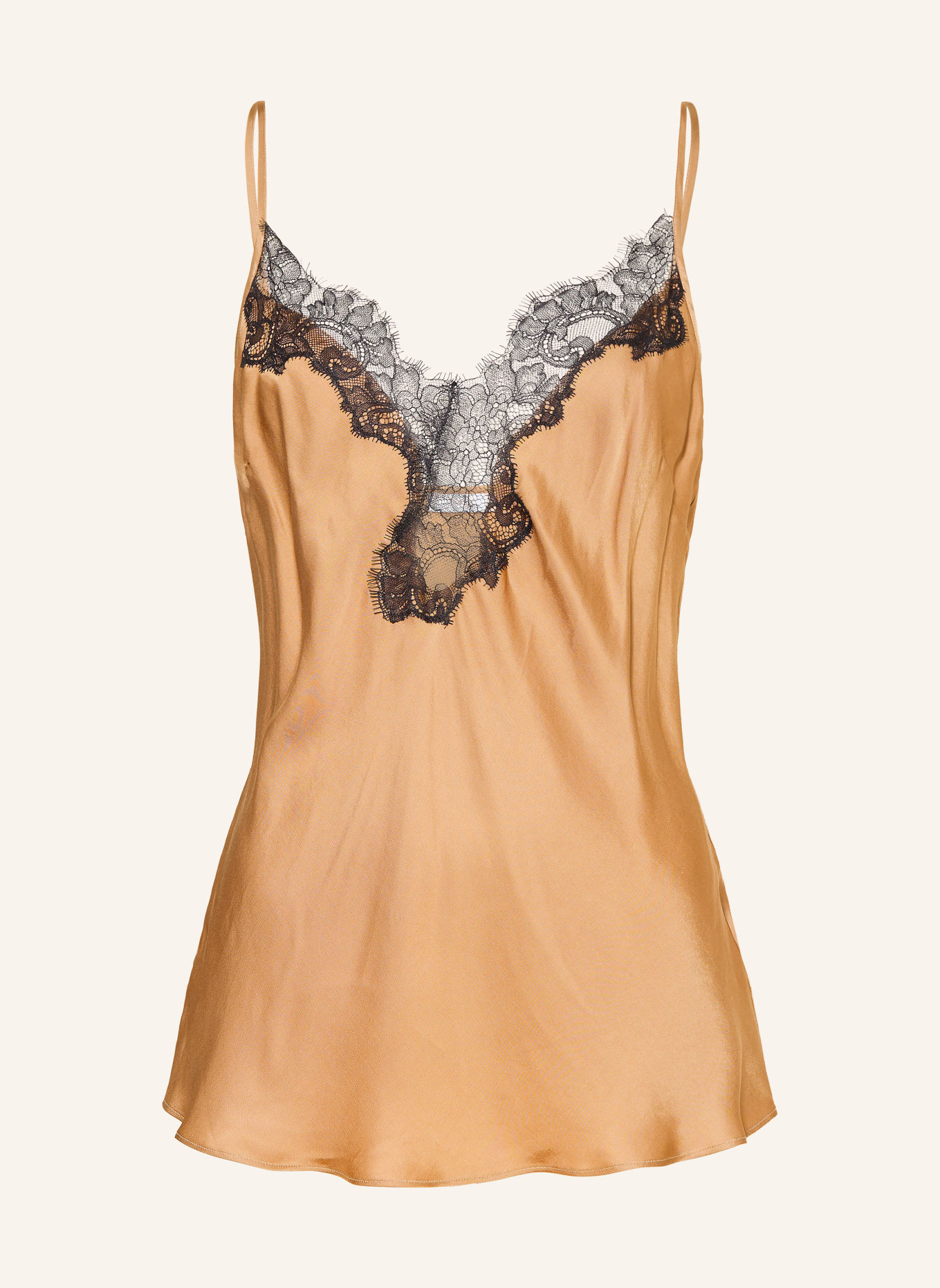 mey Schlaftop Serie POETRY LUXURY aus Satin: BEIGE / SCHWARZ