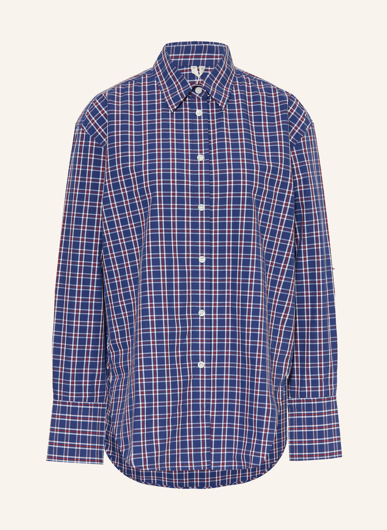 ARKET Overhemdblouse: BLAUW / DONKERROOD / WIT