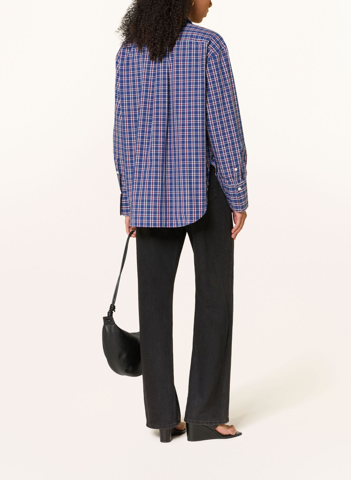 ARKET Overhemdblouse: BLAUW / DONKERROOD / WIT